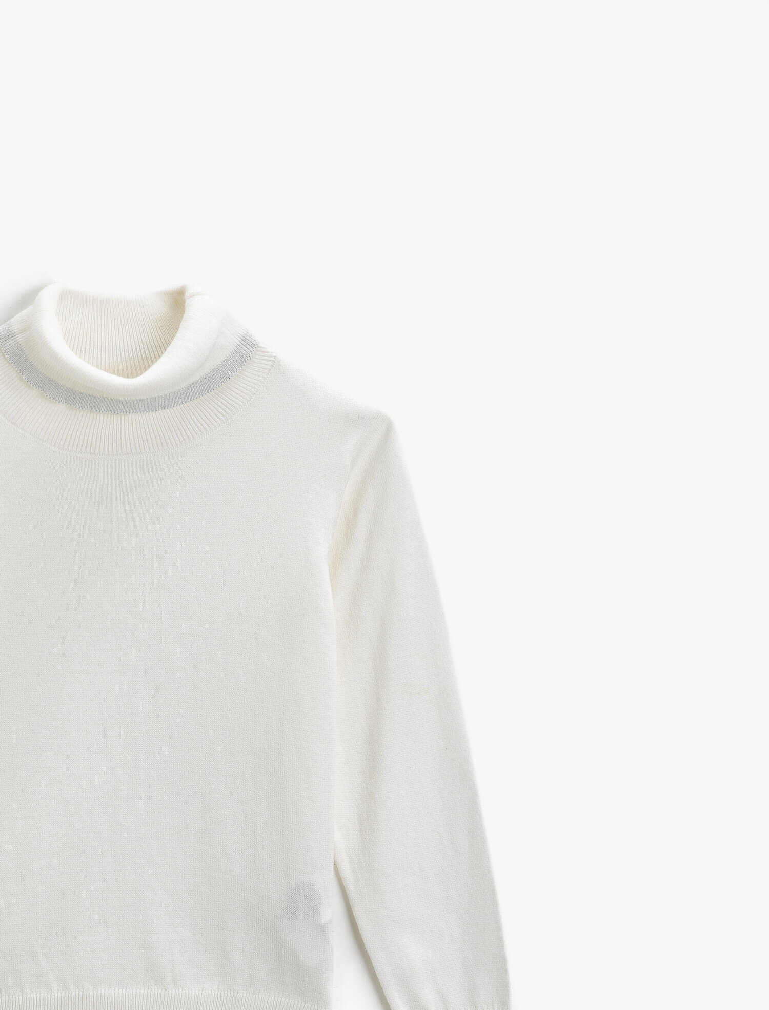  Kız Çocuk Bisiklet Yaka Kazak Yakası Sim Detaylı Uzun Kollu