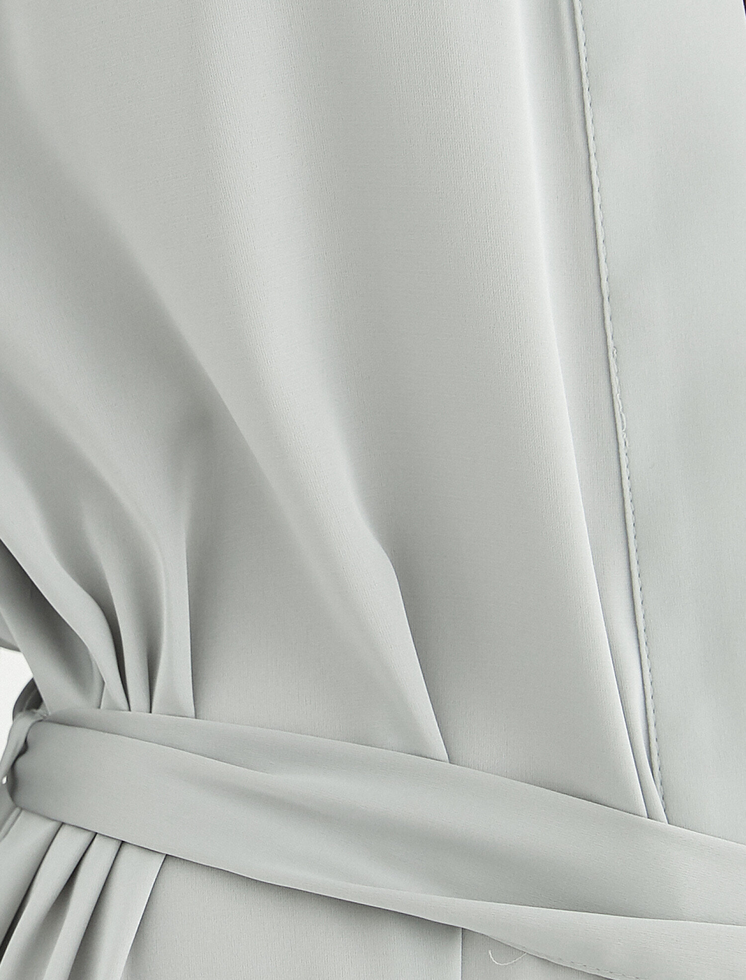   Dantelli Yarım Kol Kuşaklı Saten Sabahlık