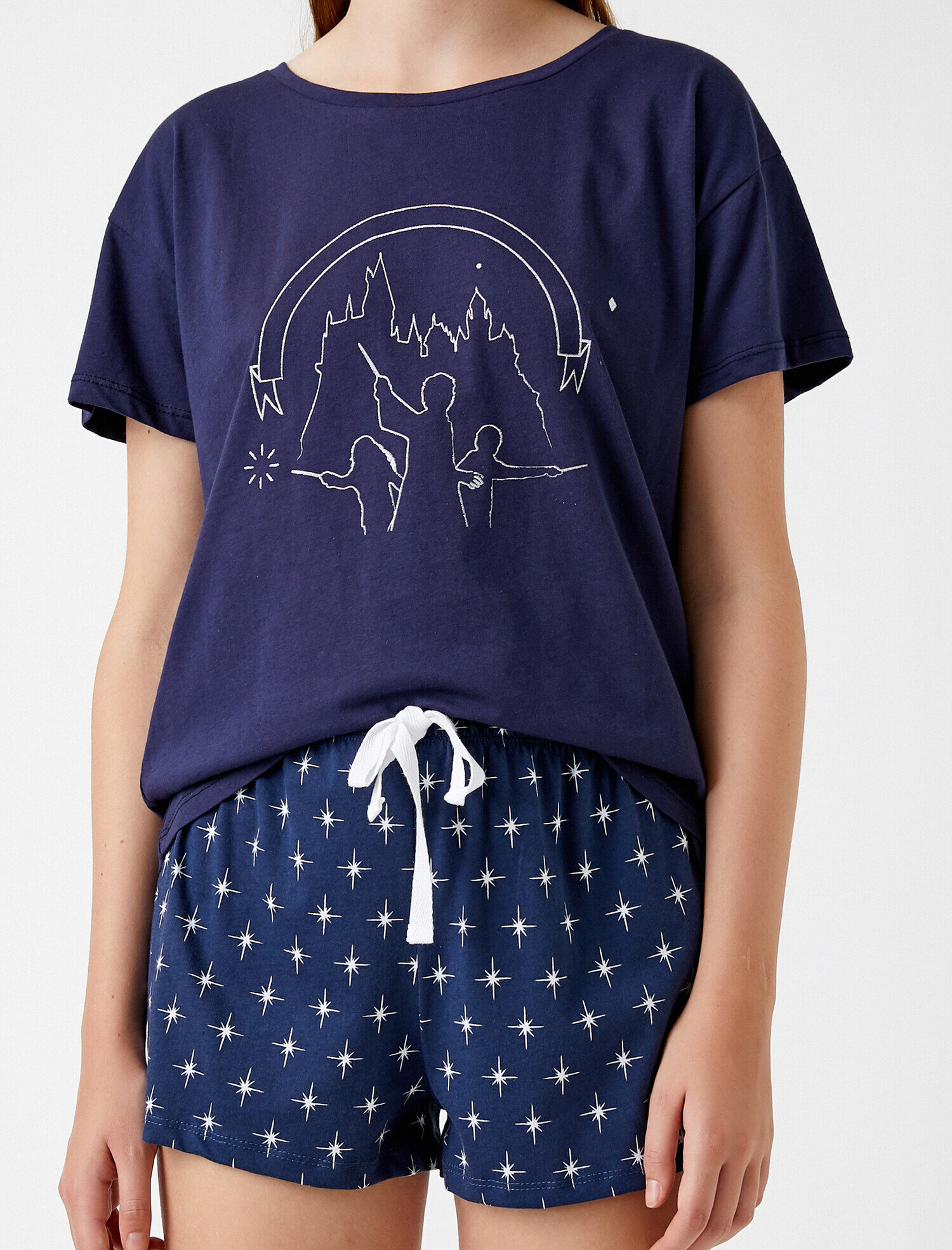   Pamuklu Pijama Takımı Şortlu Desenli