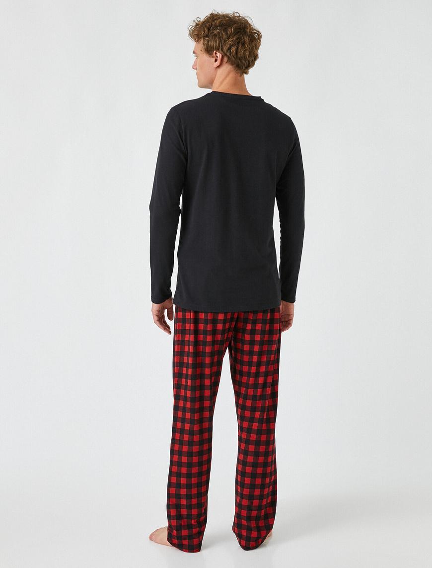   Pamuklu Kareli Uzun Kollu Pijama Seti