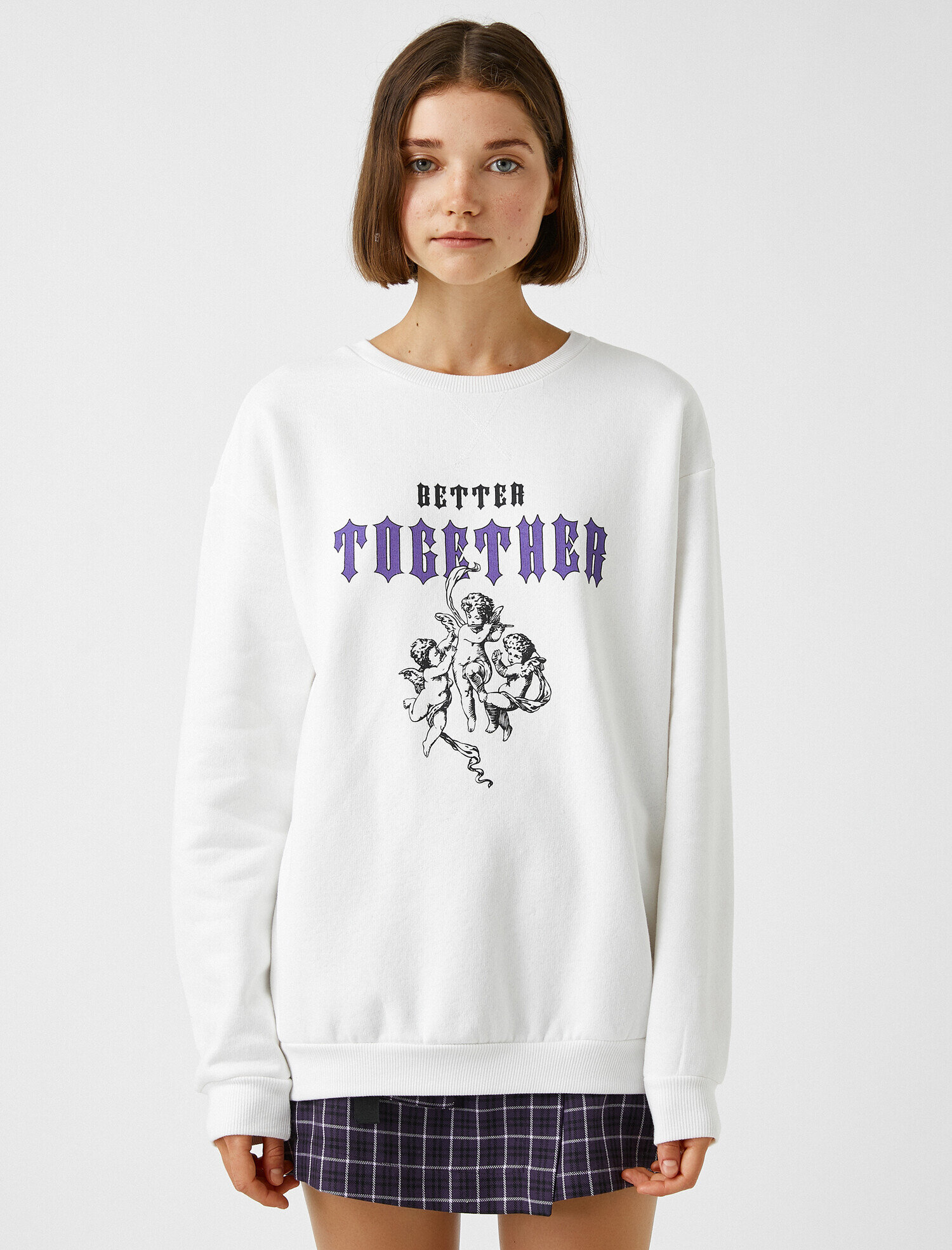   Bisiklet Yaka Uzun Kollu Baskılı Sweatshirt