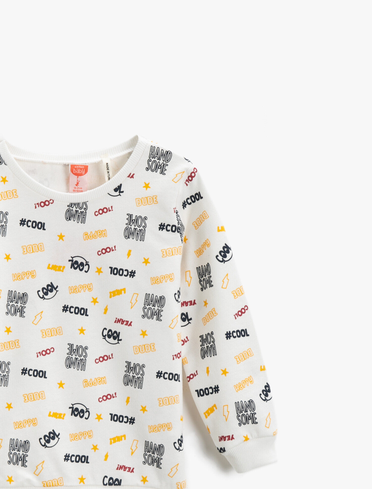 Erkek Bebek Slogan Baskılı Sweatshirt Pamuklu