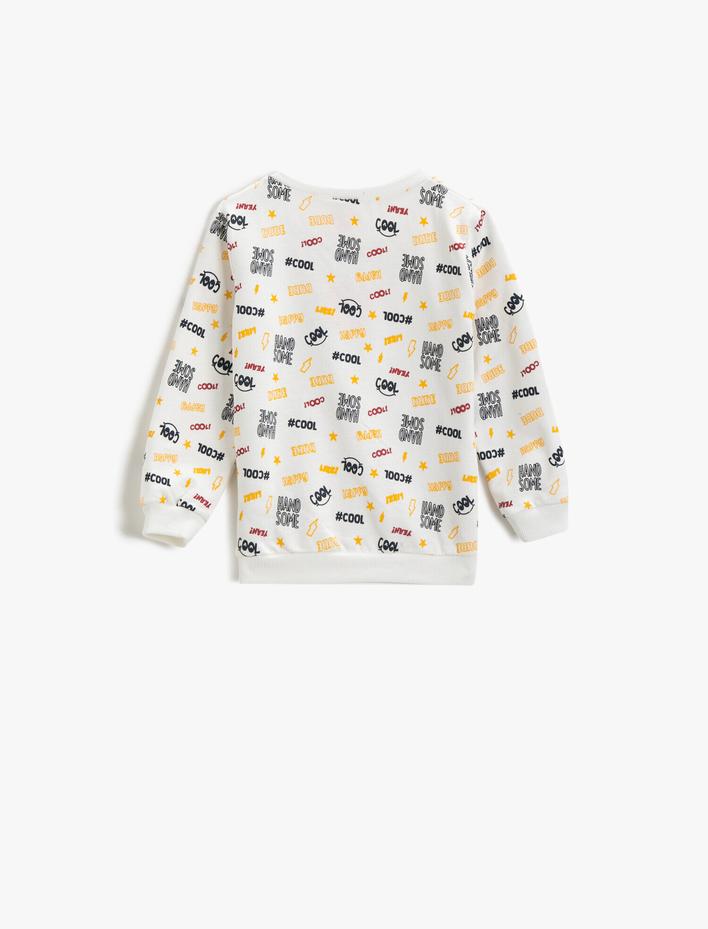 Erkek Bebek Slogan Baskılı Sweatshirt Pamuklu