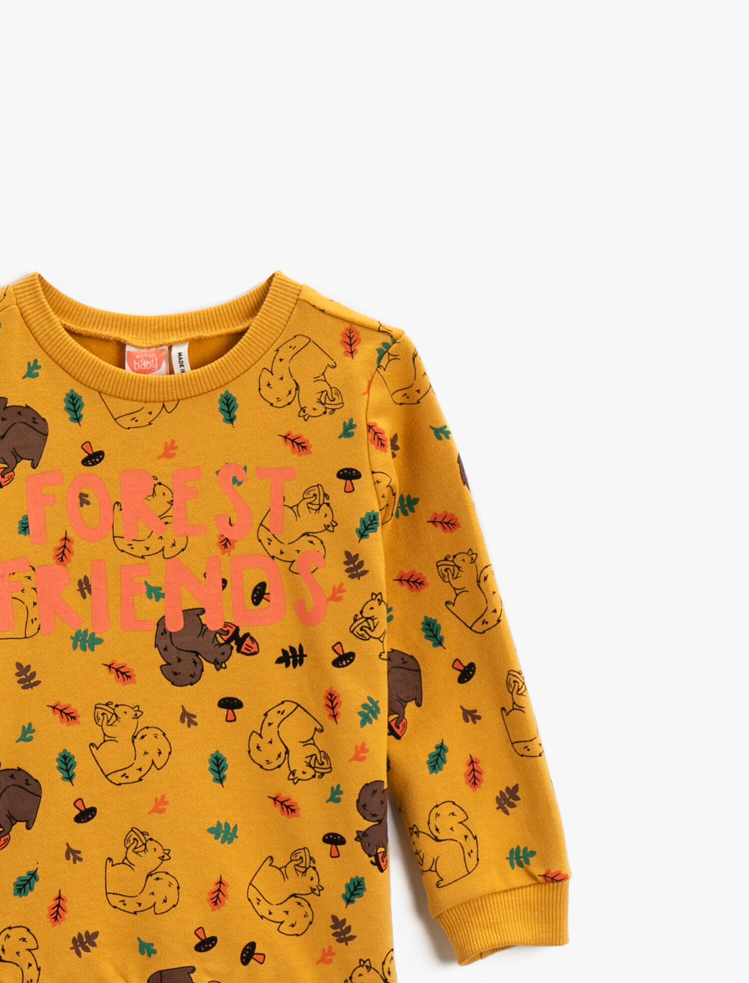  Erkek Bebek Slogan Baskılı Sweatshirt Pamuklu