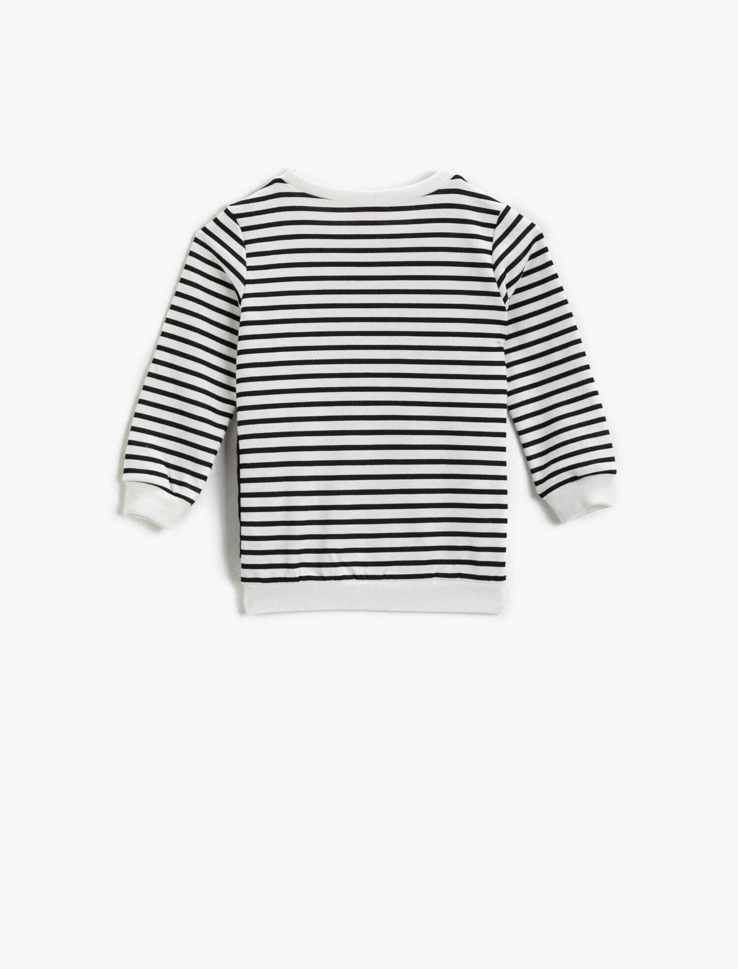  Erkek Bebek Çizgili Pamuklu Sweatshirt Bisiklet Yaka