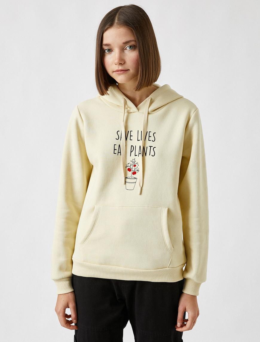   Baskılı Kapüşonlu Sweatshirt