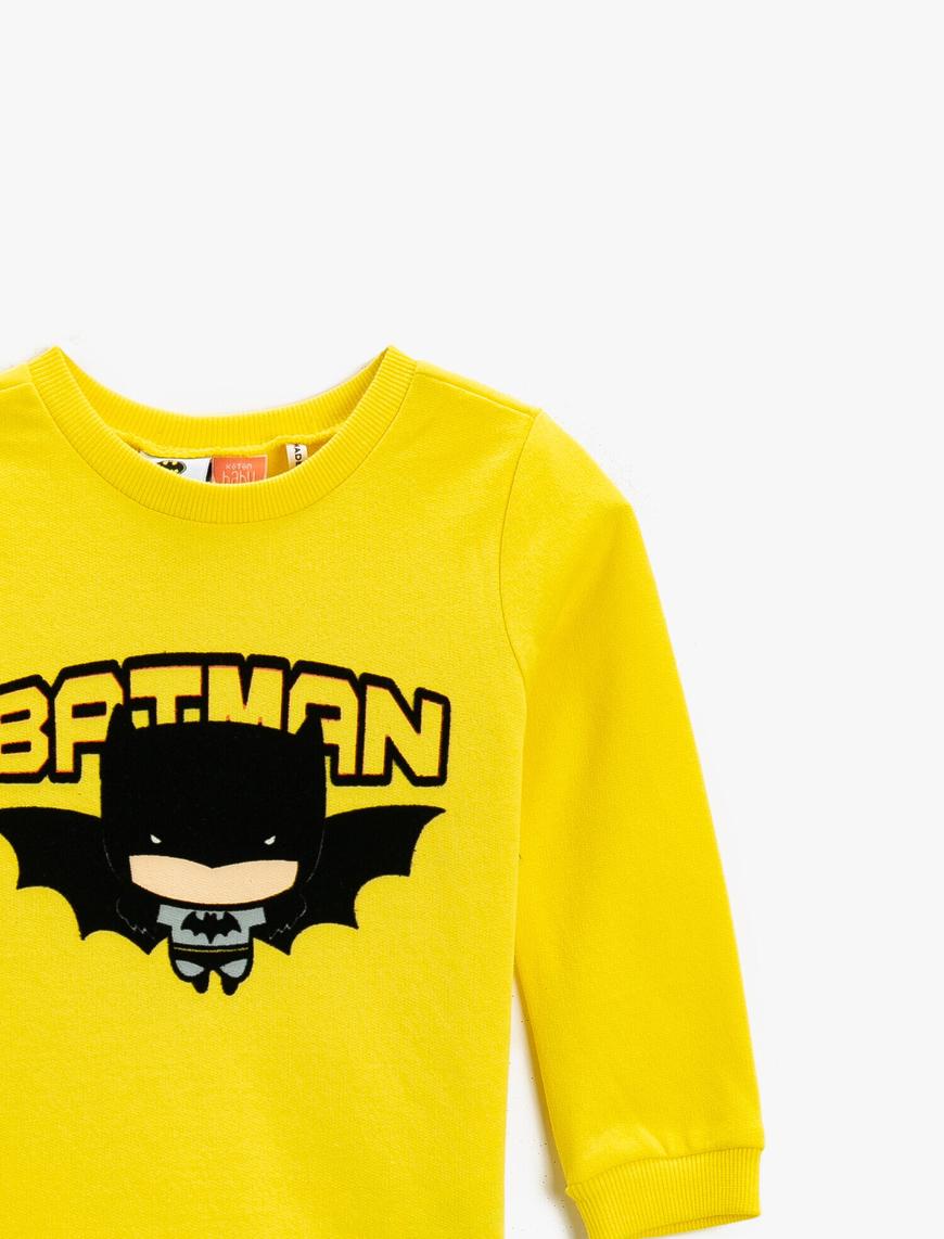  Erkek Bebek Batman Baskılı Bisiklet Yaka Sweatshirt Lisanslı Pamuklu