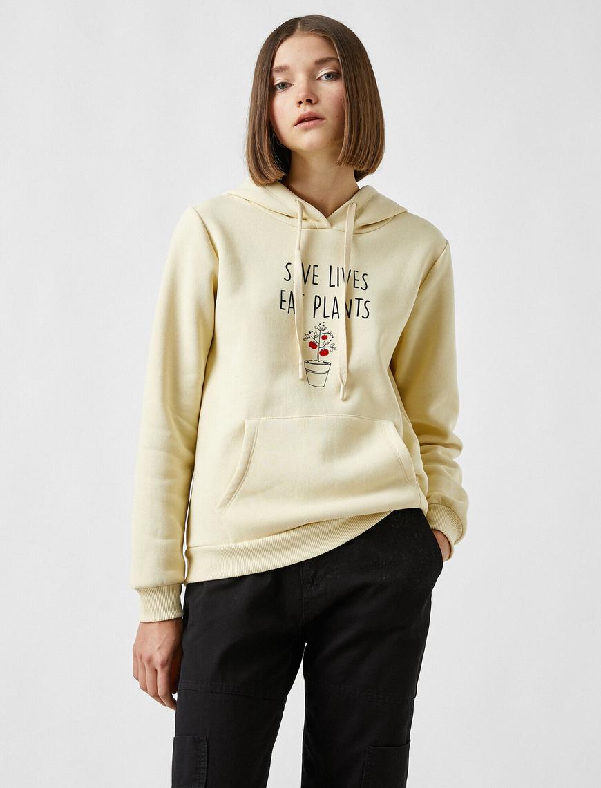  Baskılı Kapüşonlu Sweatshirt