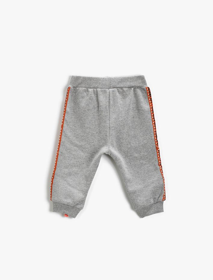 Erkek Bebek Baskılı Çizgili Eşofman Altı Beli Lastikli