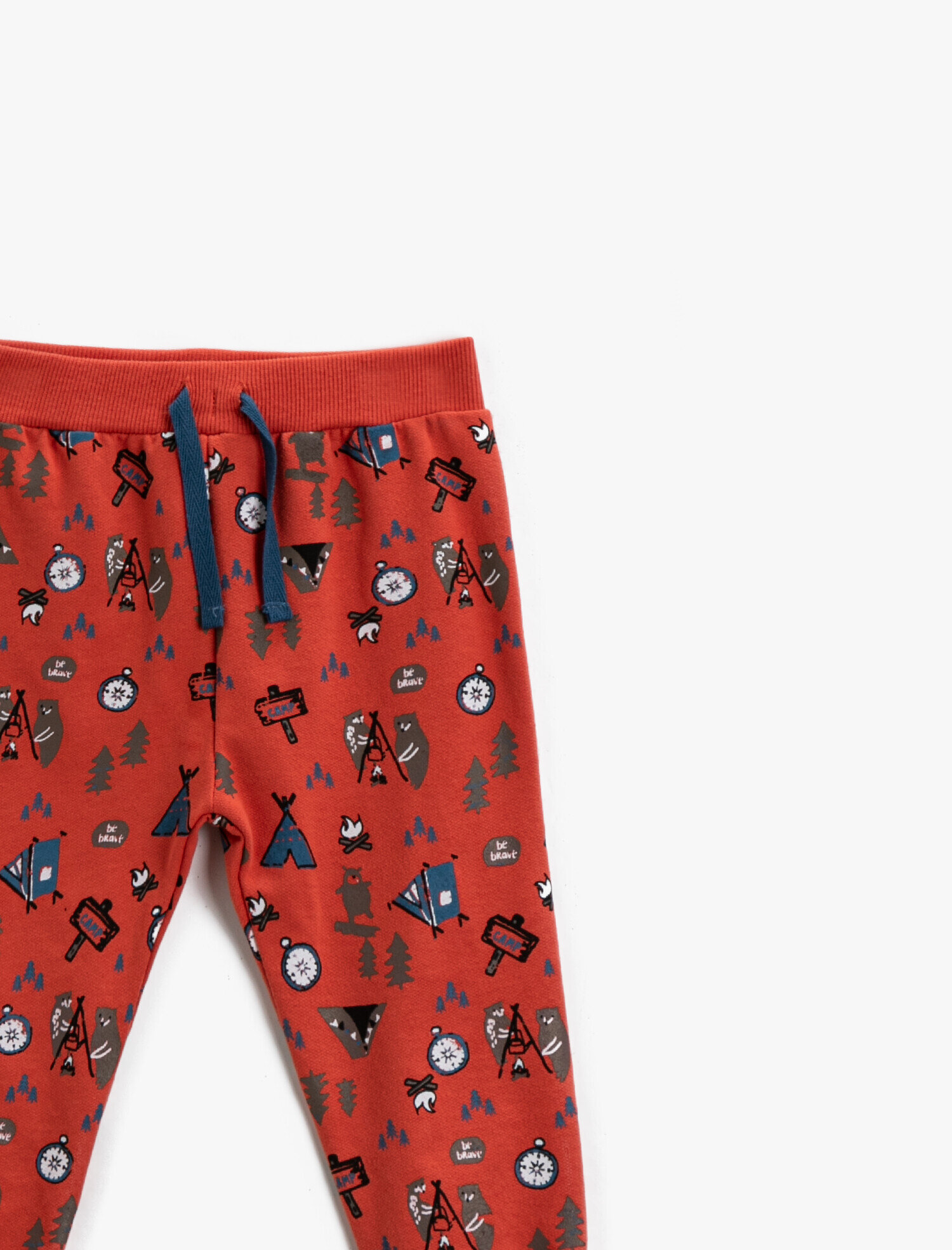 Erkek Bebek Belden Bağlamalı Pamuklu Eşofman Altı Baskılı Normal Bel