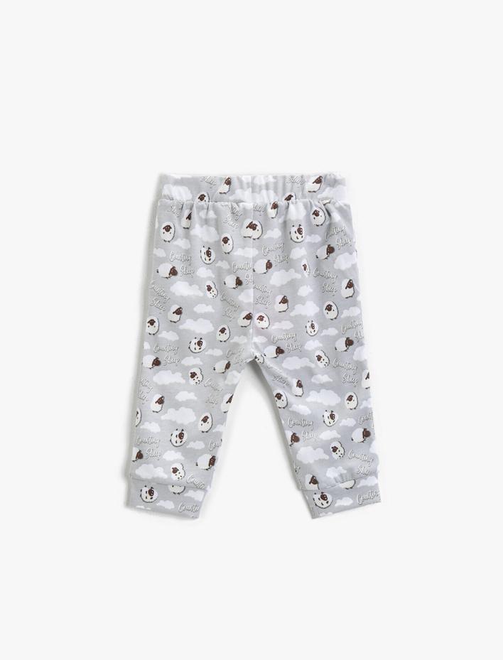 Erkek Bebek Pamuklu Baskılı Eşofman Altı Belden Bağlamalı