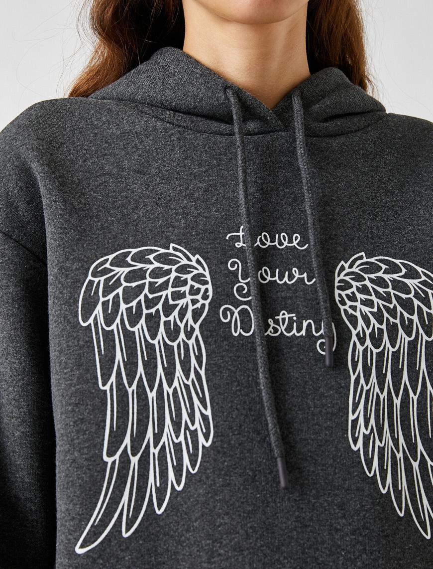   Kapüşonlu Baskılı Sweatshirt