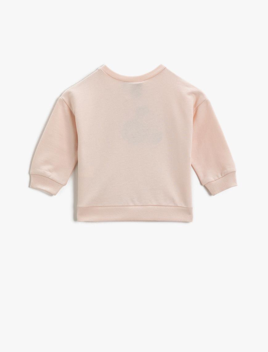  Kız Bebek Mickey Mouse Baskılı Lisanslı Sweatshirt Pamuklu