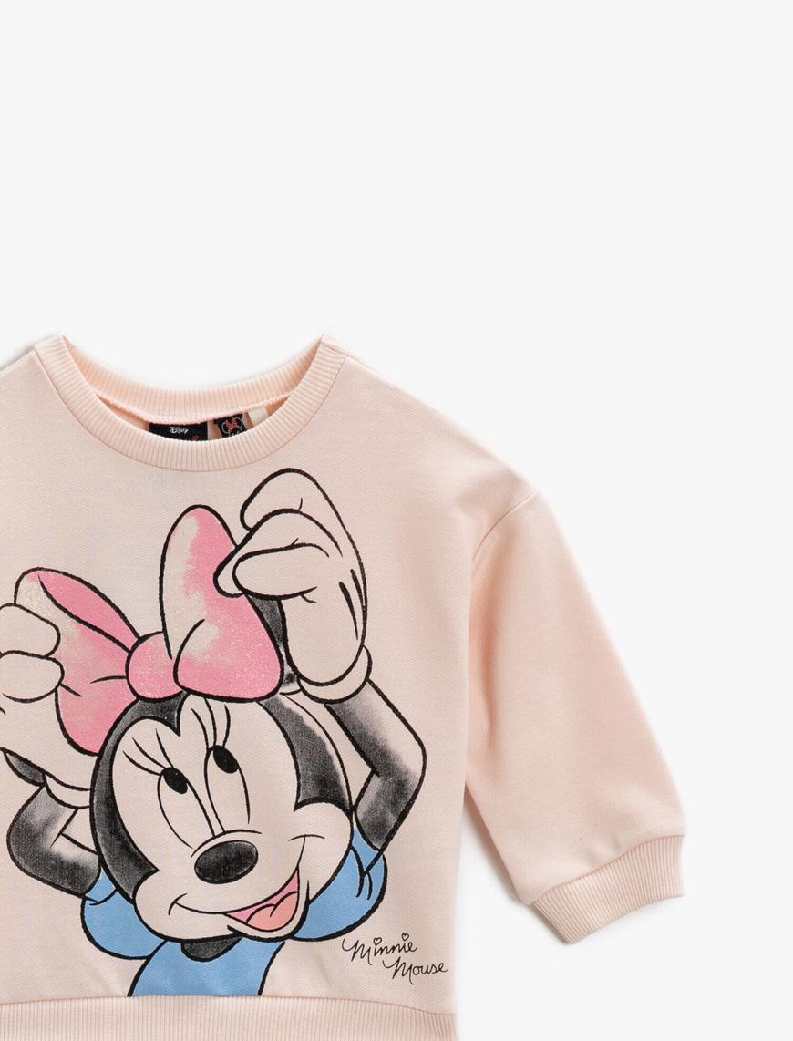  Kız Bebek Mickey Mouse Baskılı Lisanslı Sweatshirt Pamuklu