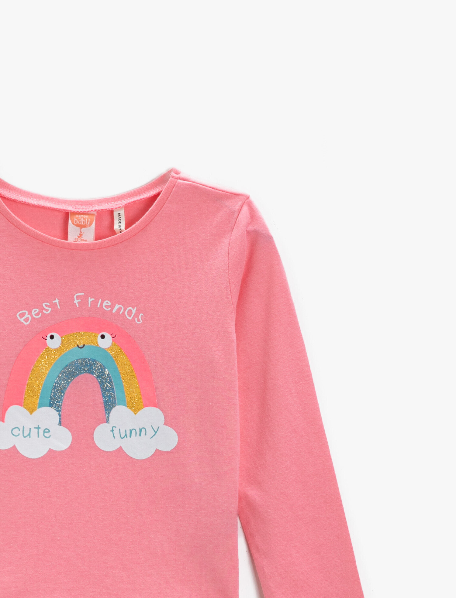  Kız Bebek Baskılı Tişört Uzun Kollu Bisiklet Yaka