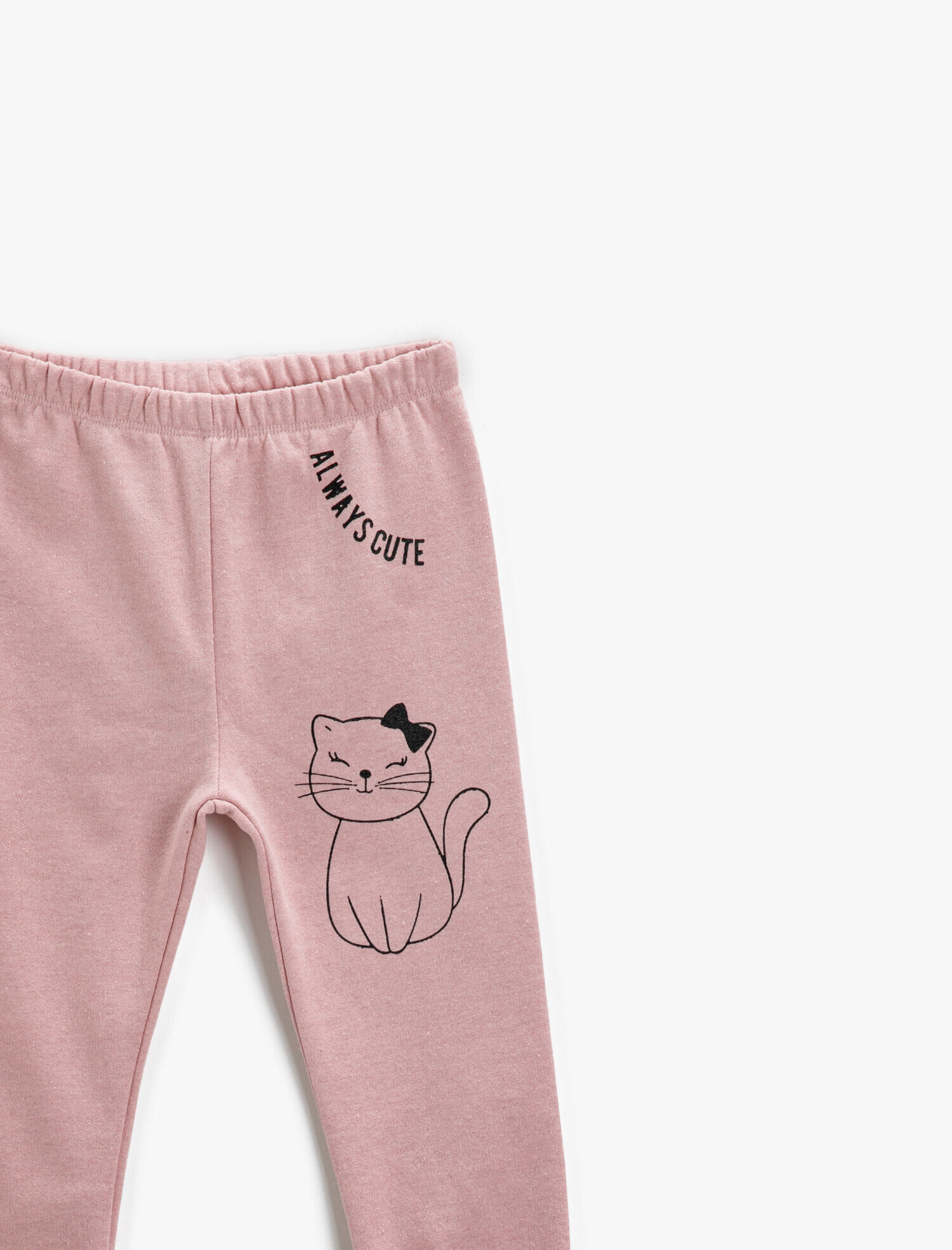  Kız Bebek Kedi Baskılı Eşofman Altı Beli Lastikli