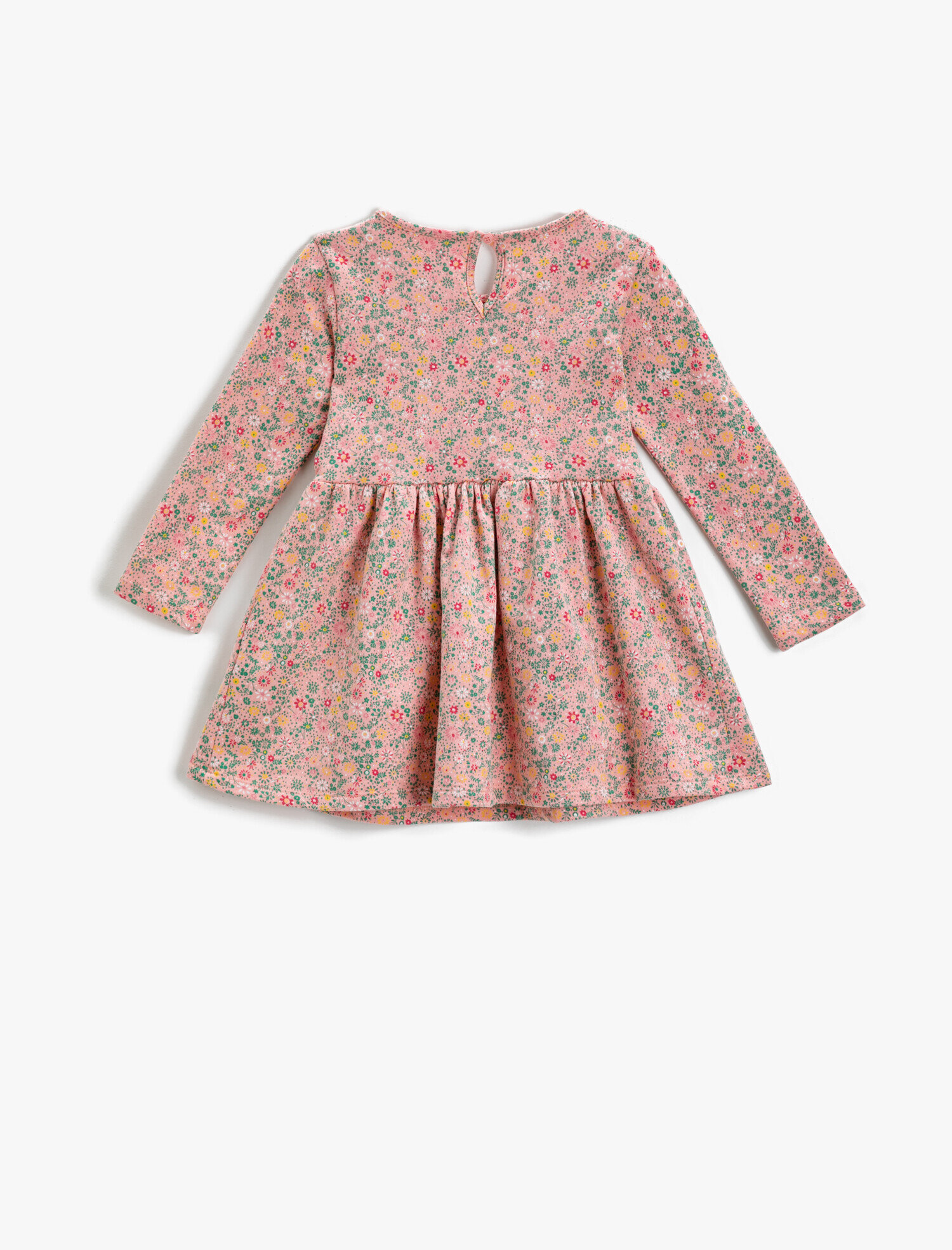  Kız Bebek Çiçek Desenli Elbise Uzun Kollu Pamuklu