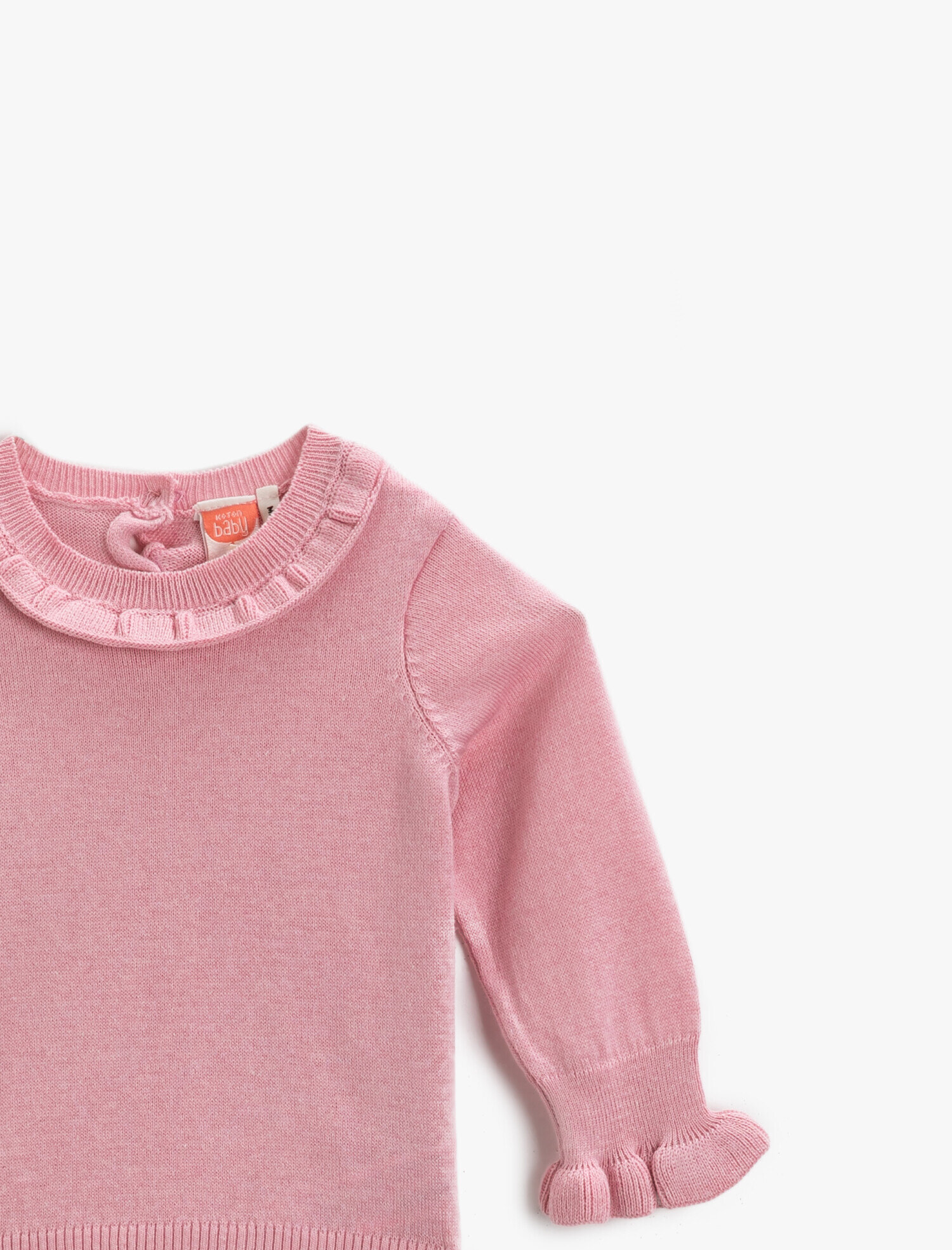  Kız Bebek Yakası Fırfırlı Kazak Kol Ucu Lastikli Fırfırlı