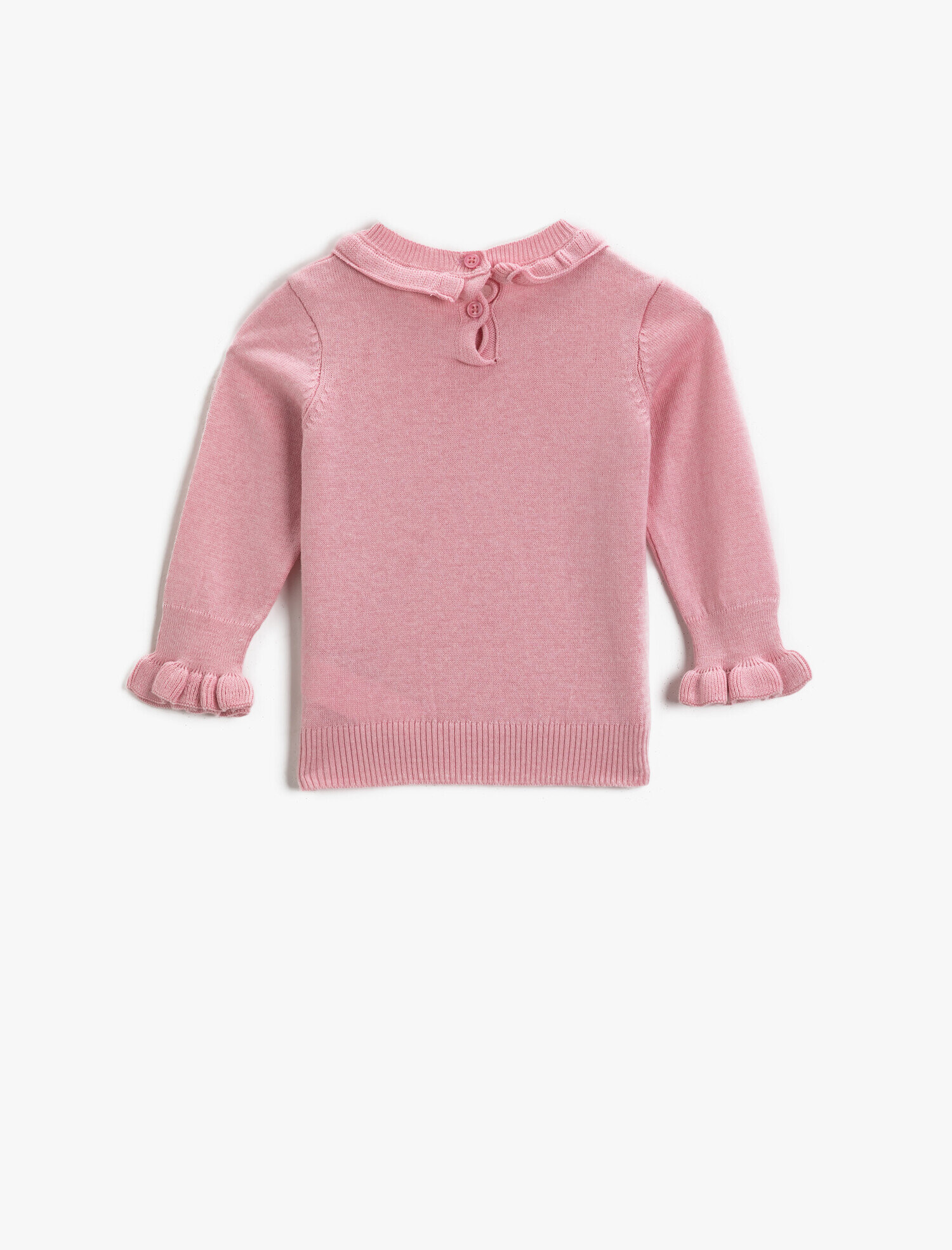  Kız Bebek Yakası Fırfırlı Kazak Kol Ucu Lastikli Fırfırlı