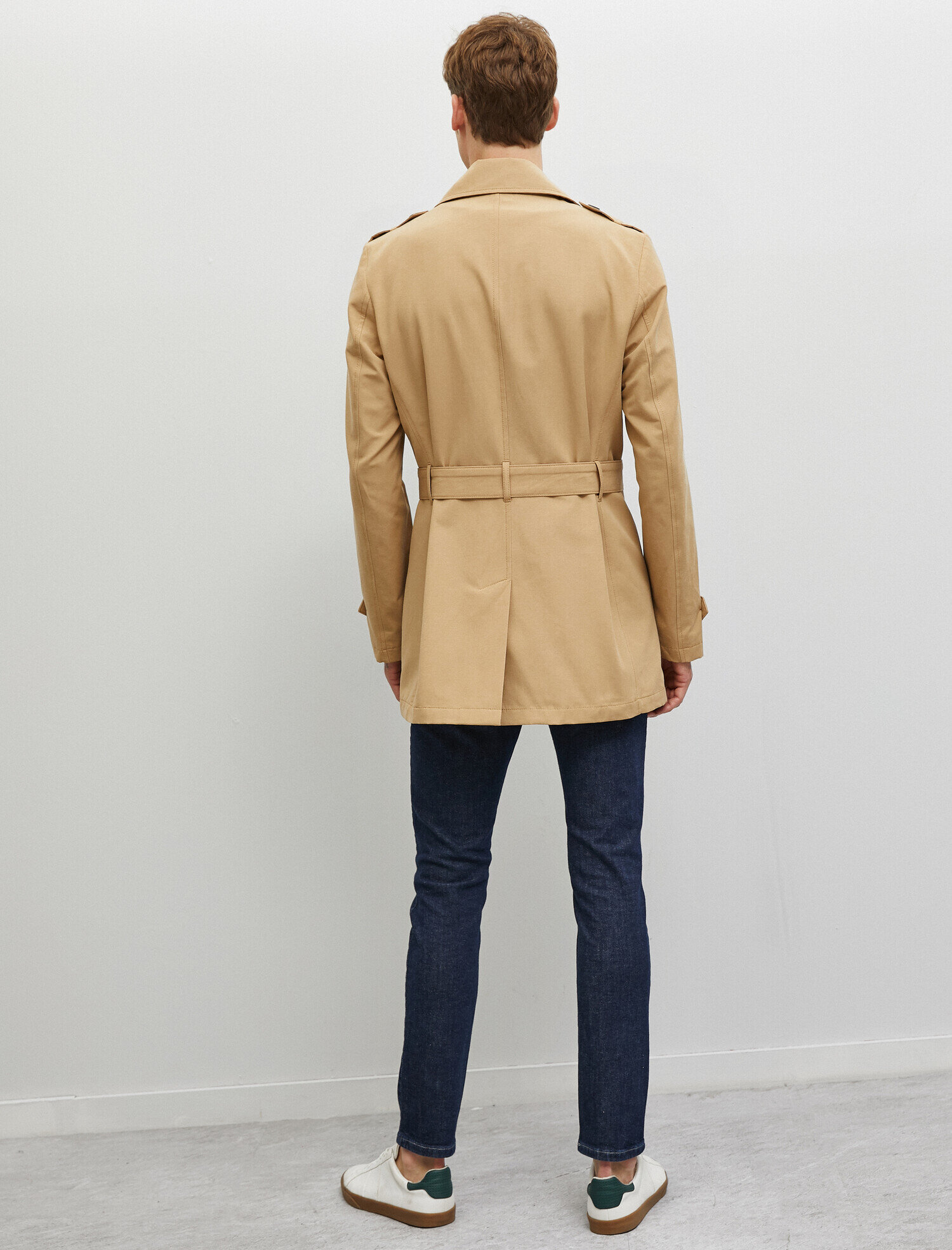   Düğmeli Trençkot Kemerli Pamuklu