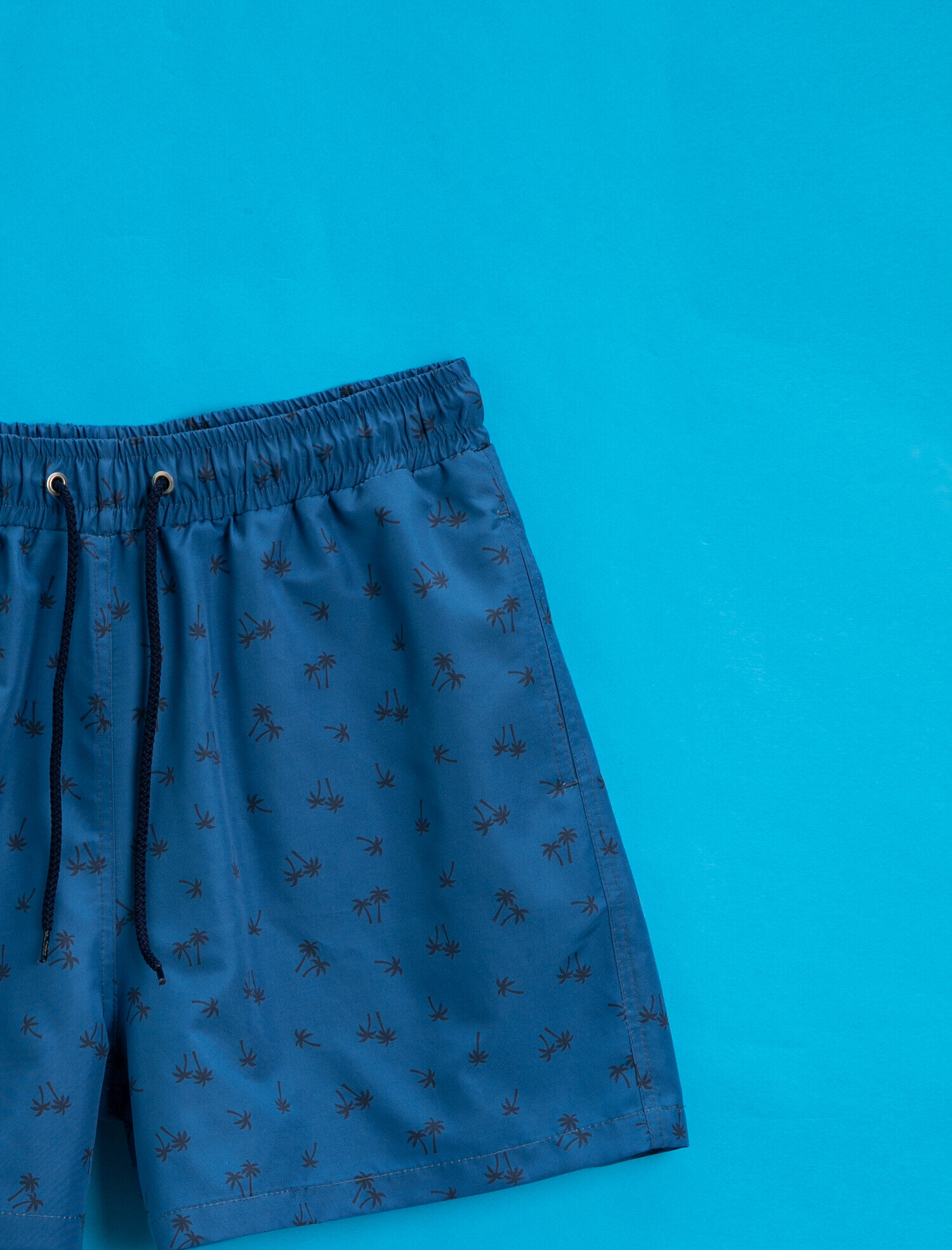   Mayo Şort Palmiye Baskılı Cepli Beli Bağcıklı