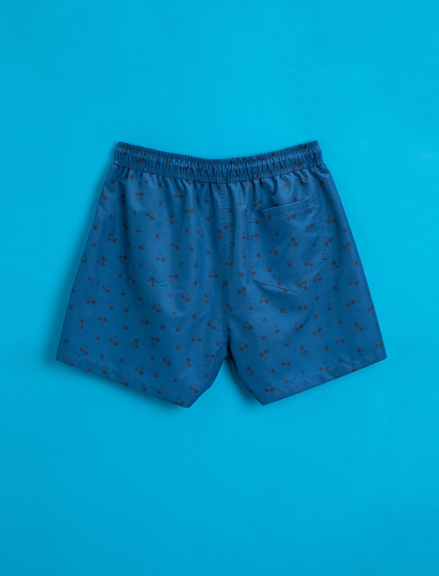   Mayo Şort Palmiye Baskılı Cepli Beli Bağcıklı