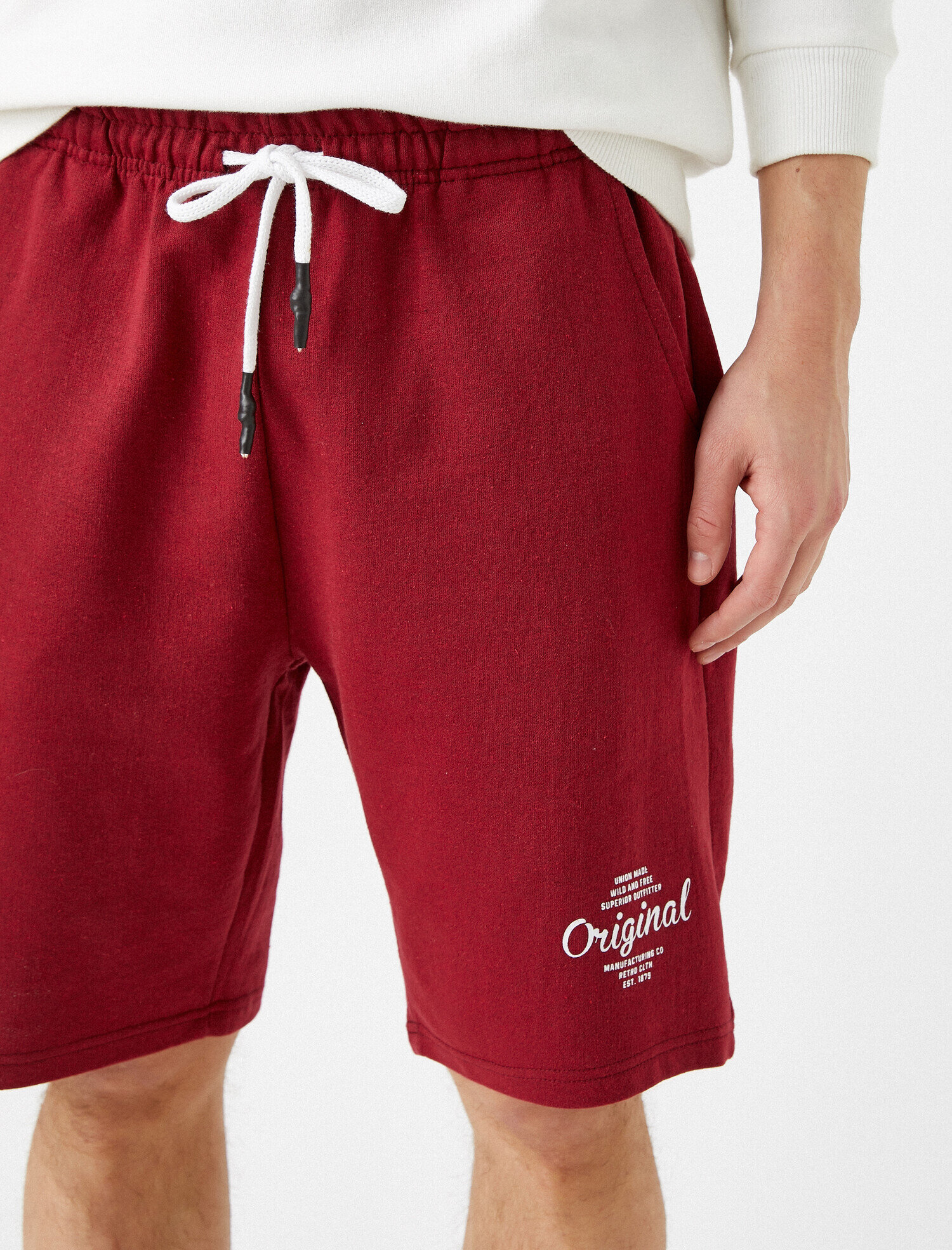 Yazılı Bermuda Şort Pamuklu Cepli