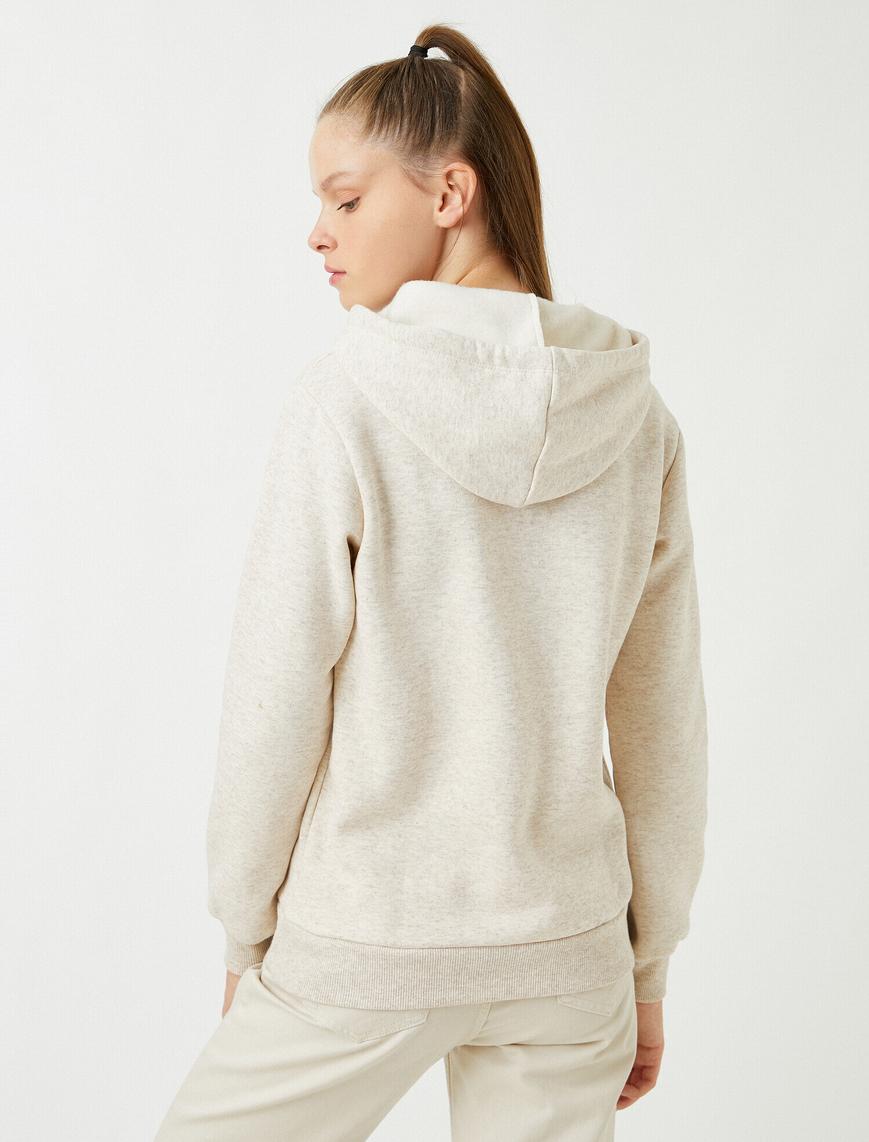   New York Baskılı Kapüşonlu Sweatshirt Pamuklu