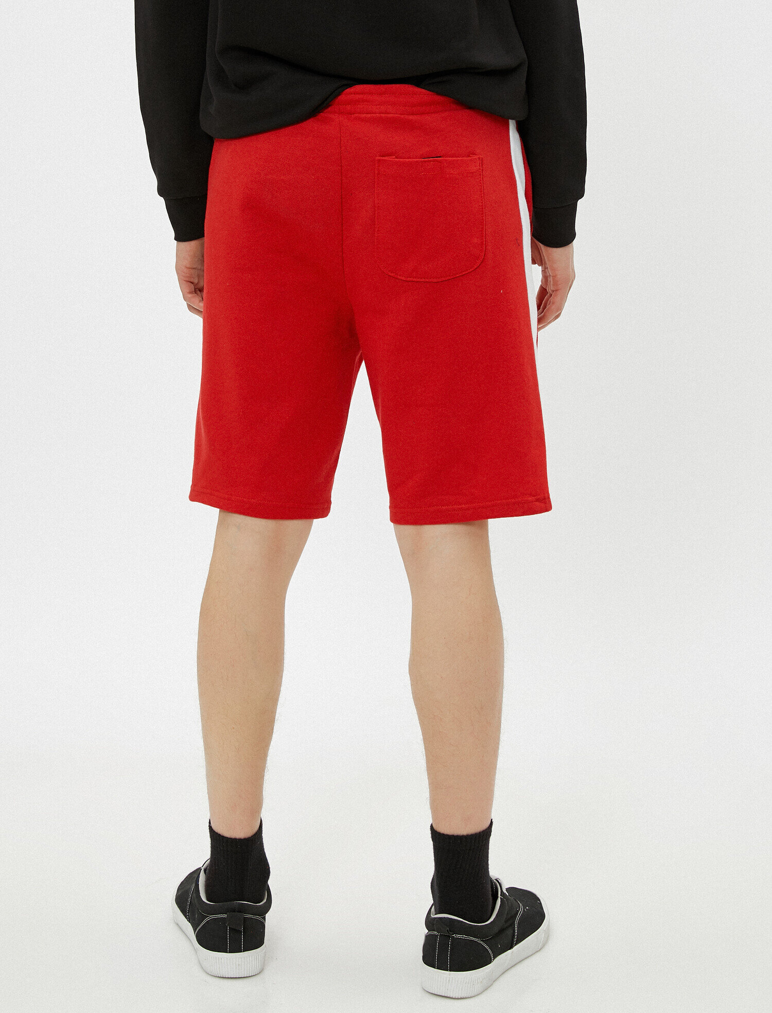   Cepli Şort Şeritli Beli Bağcıklı Pamuklu