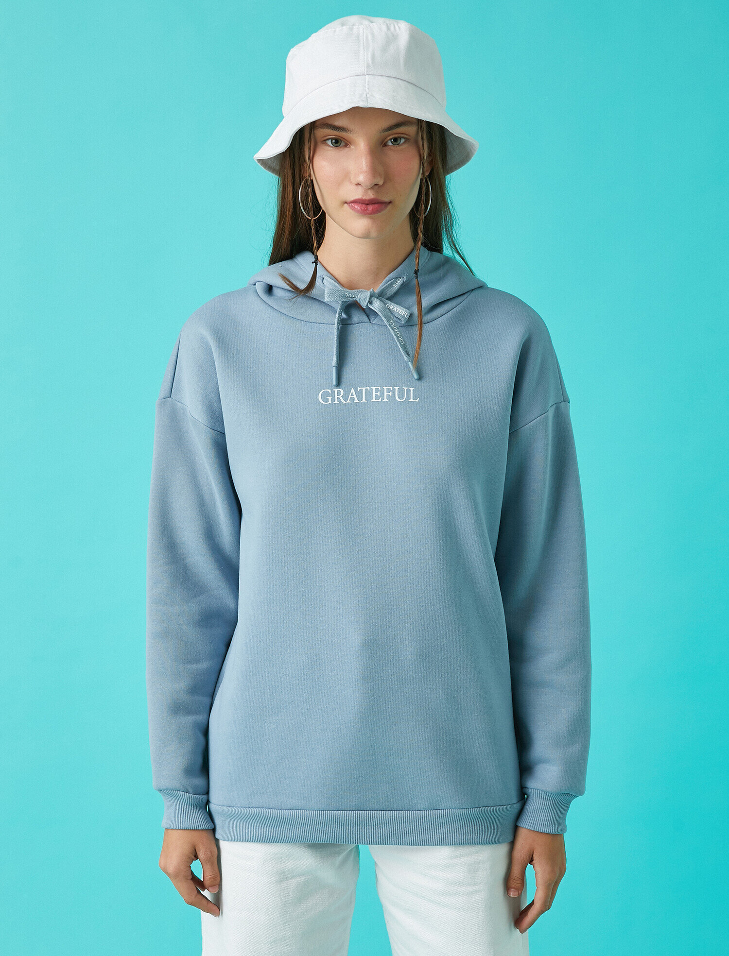   Baskılı Kapüşonlu Sweatshirt Pamuklu