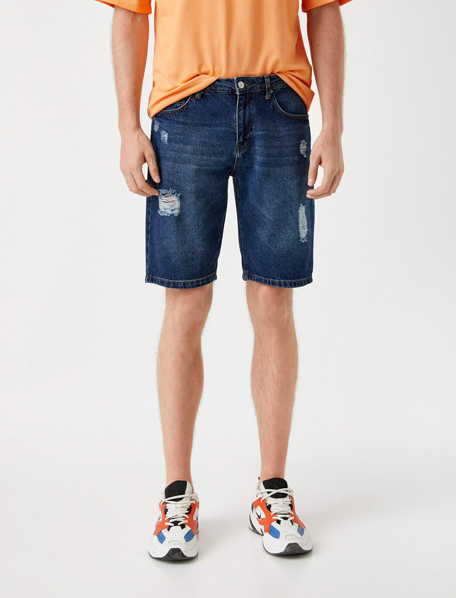   Eskitilmiş Jean Şort Pamuklu