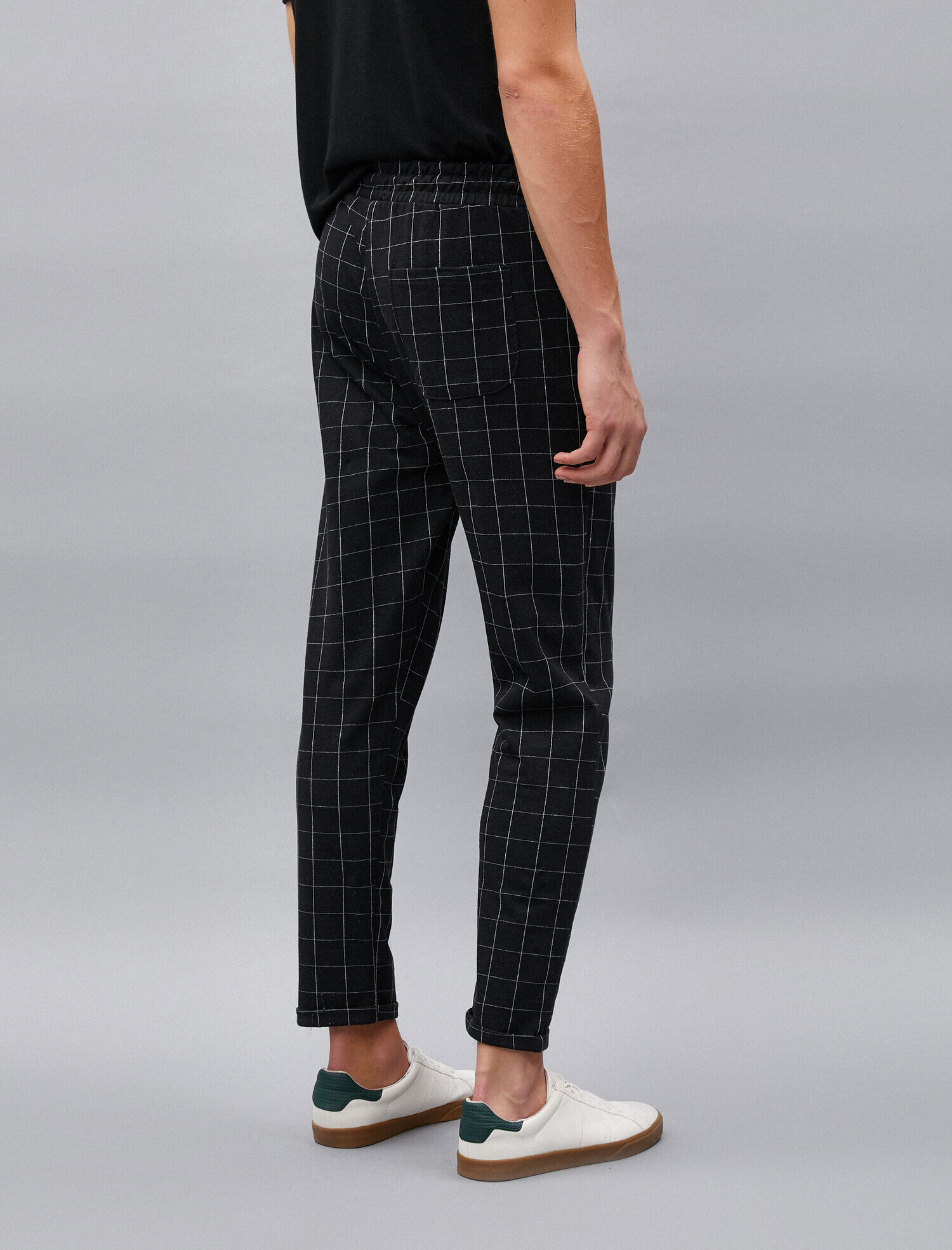   Kareli Beli Bağlamalı Eşofman Altı