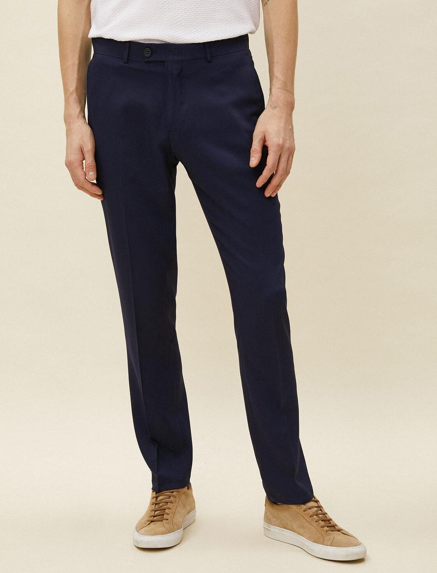   Klasik Pantolon Slim Fit Düğmeli Cep Detaylı