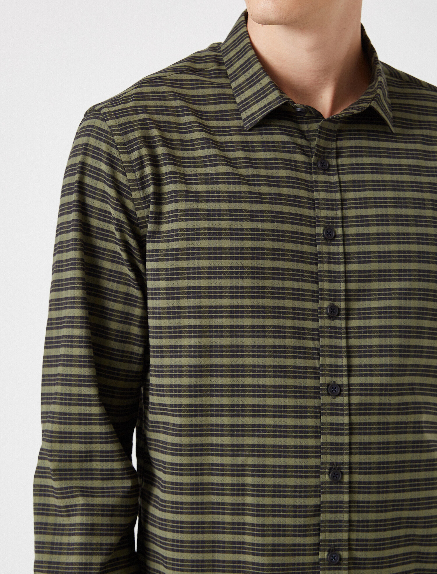   Çizgili Klasik Kesim Klasik Yaka Uzun Kollu Gömlek