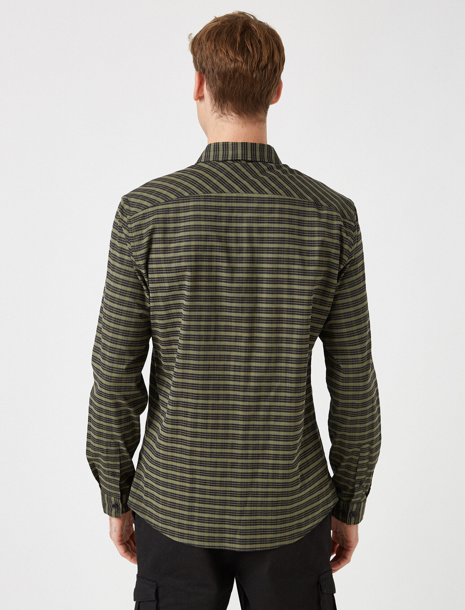   Çizgili Klasik Kesim Klasik Yaka Uzun Kollu Gömlek