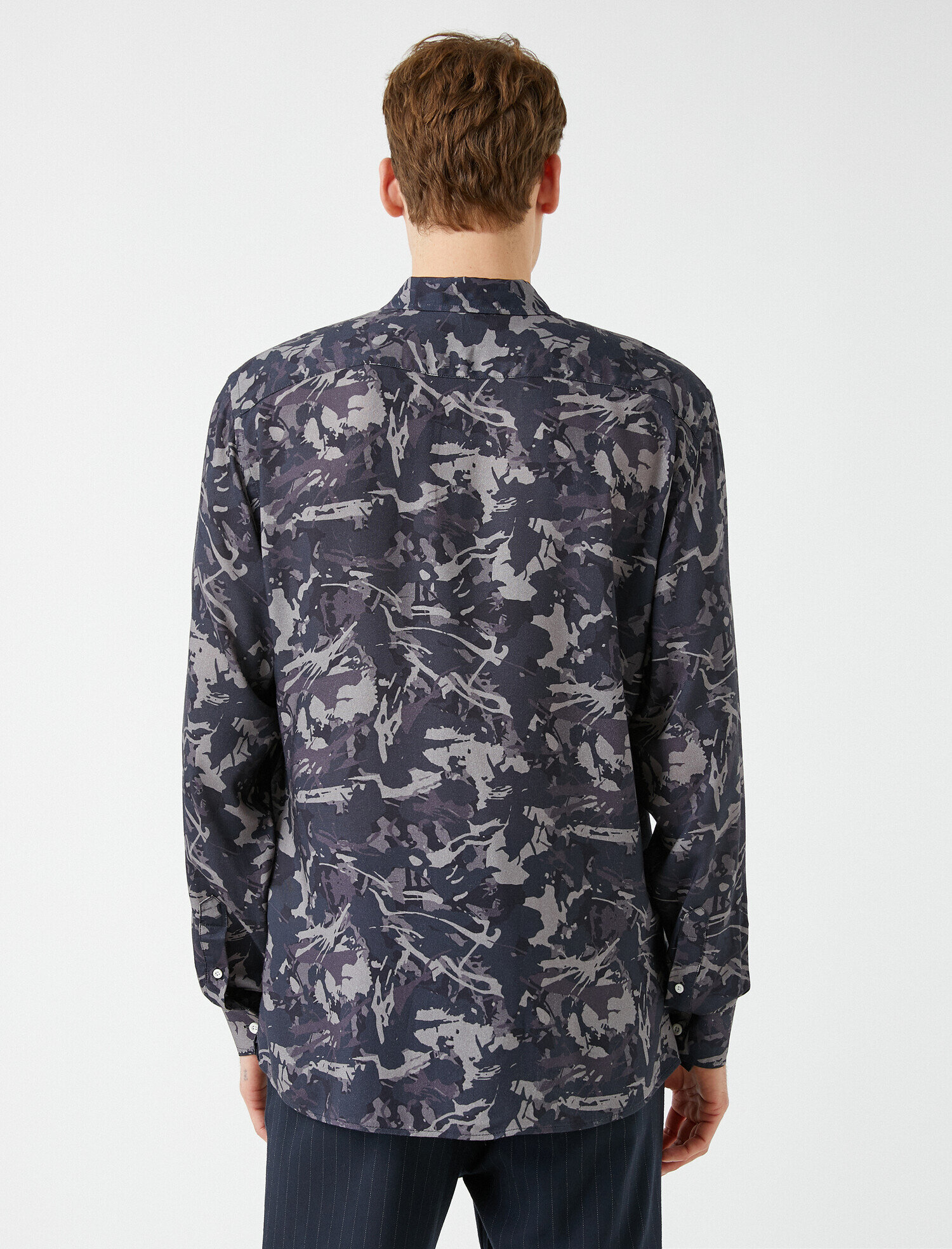   Desenli Gömlek Slim Fit Uzun Kollu Klasik Yaka