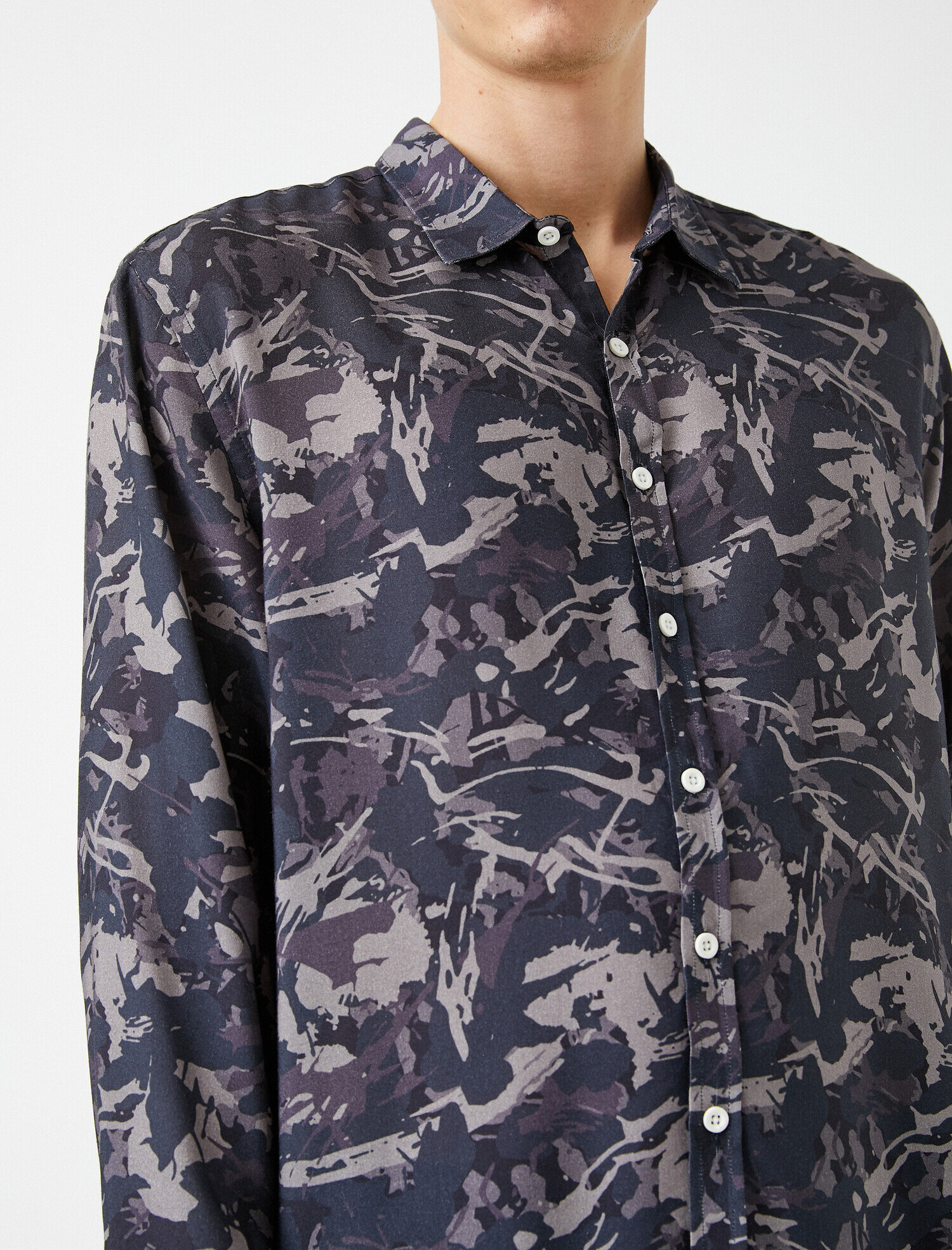   Desenli Gömlek Slim Fit Uzun Kollu Klasik Yaka