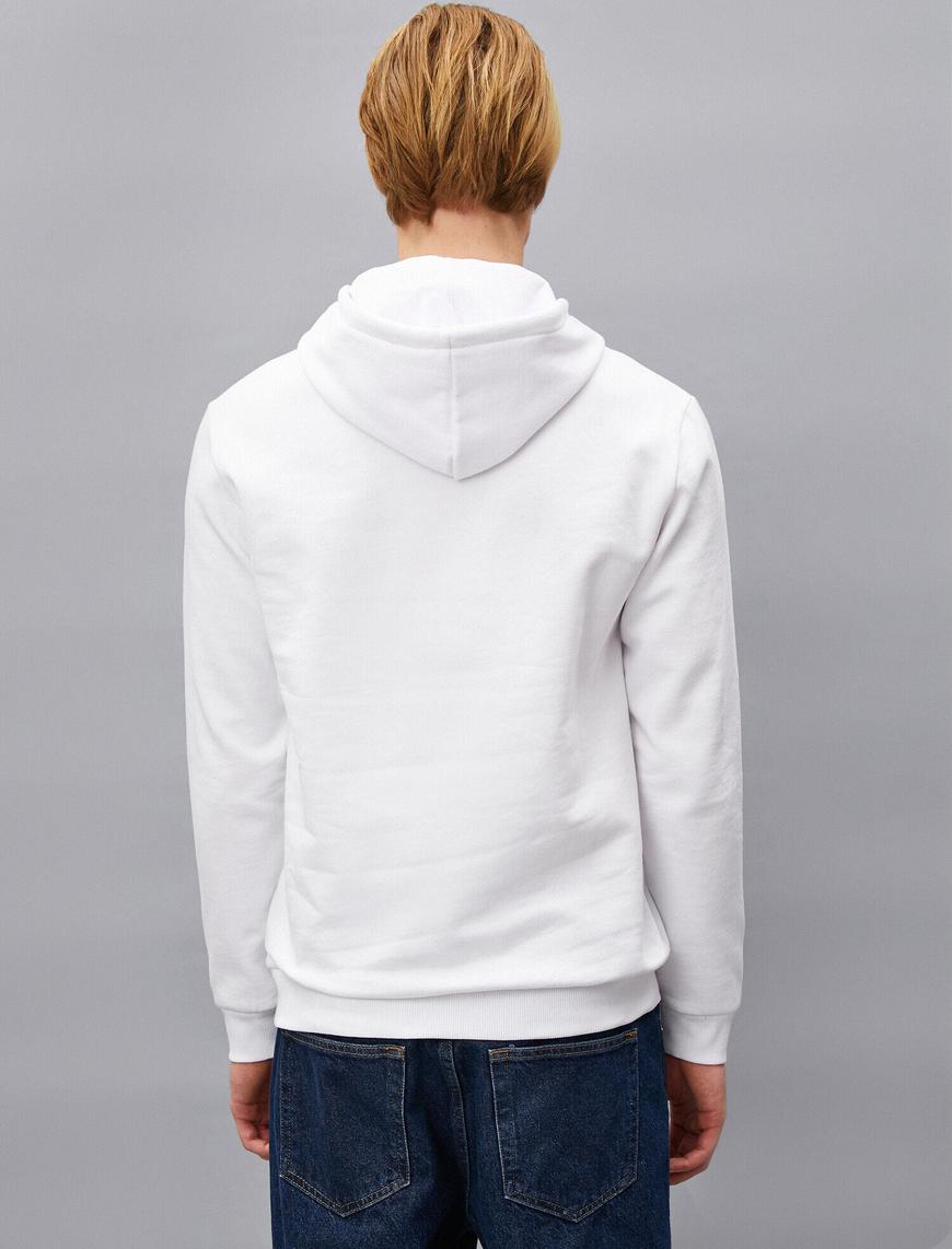   Kapüşonlu Yazılı Baskılı Uzun Kollu Sweatshirt