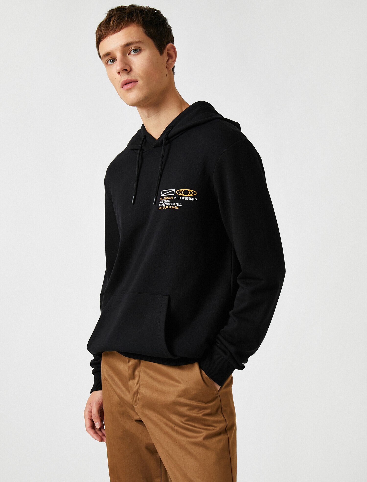   Respect Life | Yaşama Saygı - Baskılı Kapüşonlu Uzun Kollu Sweatshirt