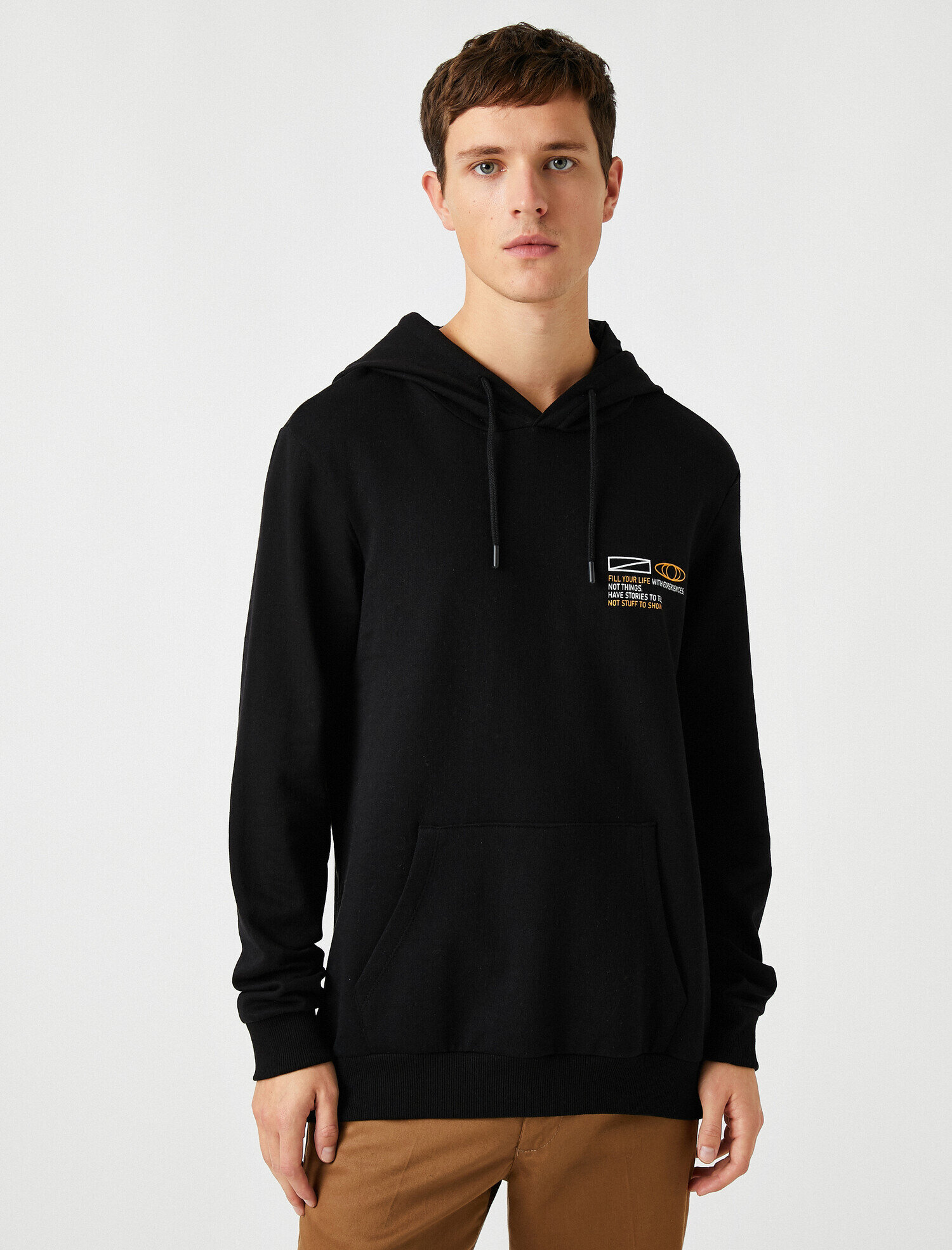   Respect Life | Yaşama Saygı - Baskılı Kapüşonlu Uzun Kollu Sweatshirt