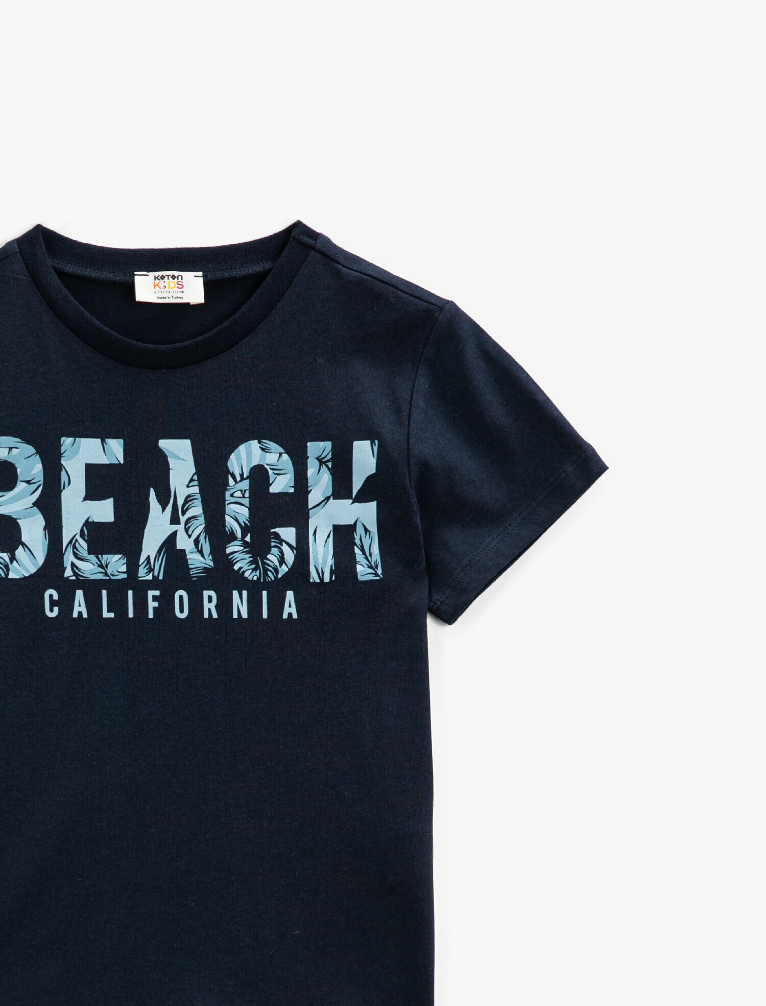  Erkek Çocuk Bisiklet Yaka Tişört Kısa Kollu Yazı Baskılı Pamuklu