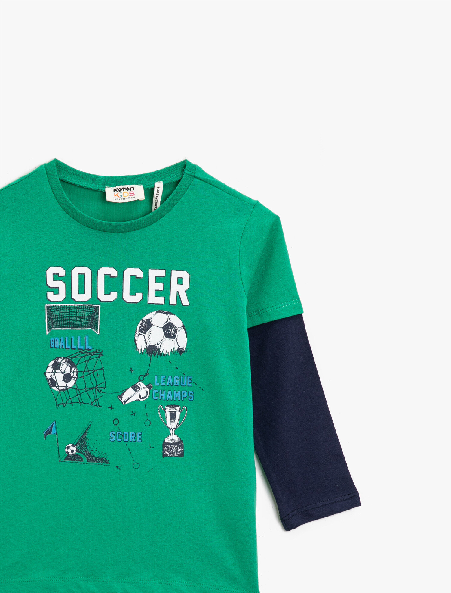  Erkek Çocuk Pamuklu Yazılı Baskılı Bisiklet Yaka Uzun Kollu Tişört