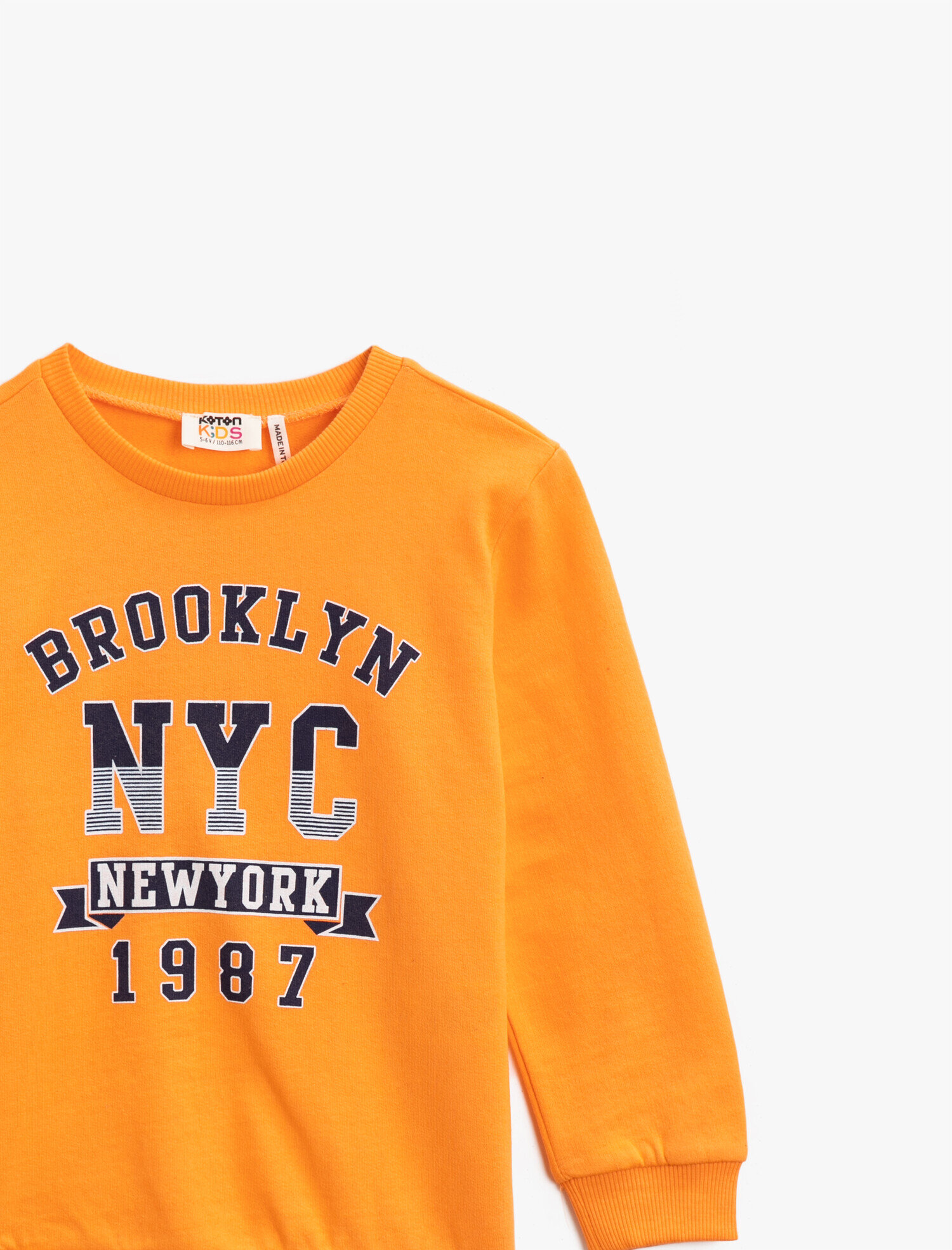  Erkek Çocuk Bisiklet Yaka Pamuklu Baskılı Uzun Kollu Sweatshirt