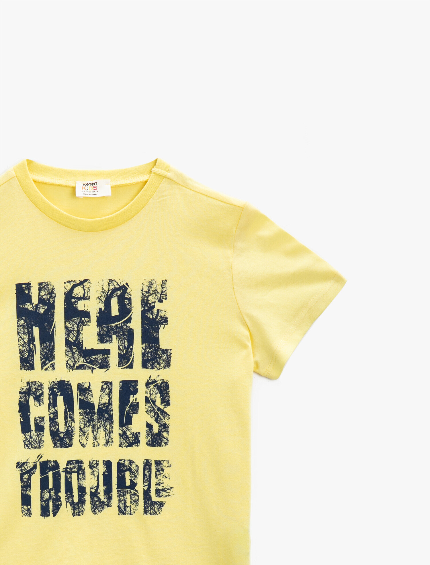 Erkek Çocuk Yazı Baskılı Tişört Kısa Kollu Pamuklu