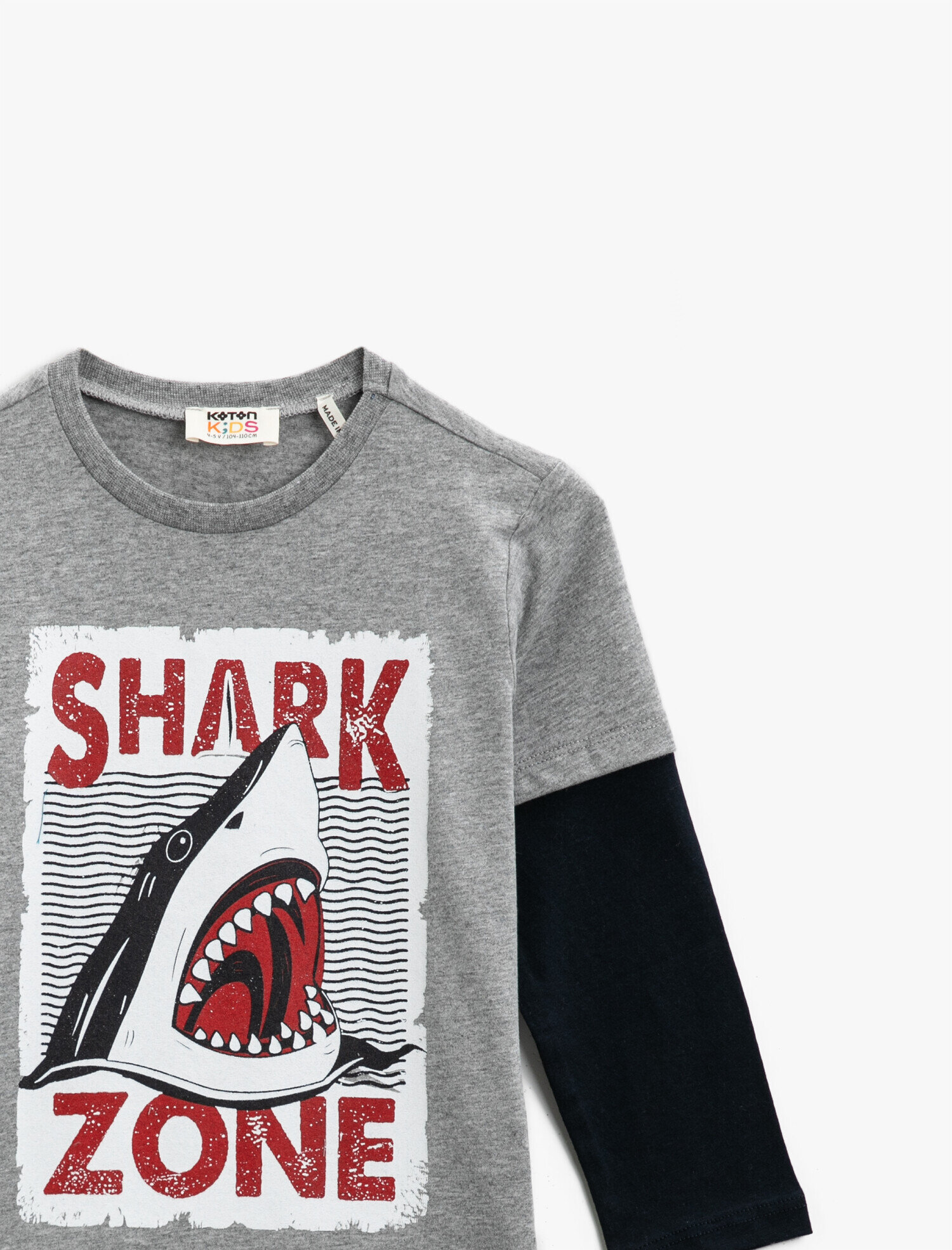  Erkek Çocuk Pamuklu Baskılı Bisiklet Yaka Uzun Kollu Tişört