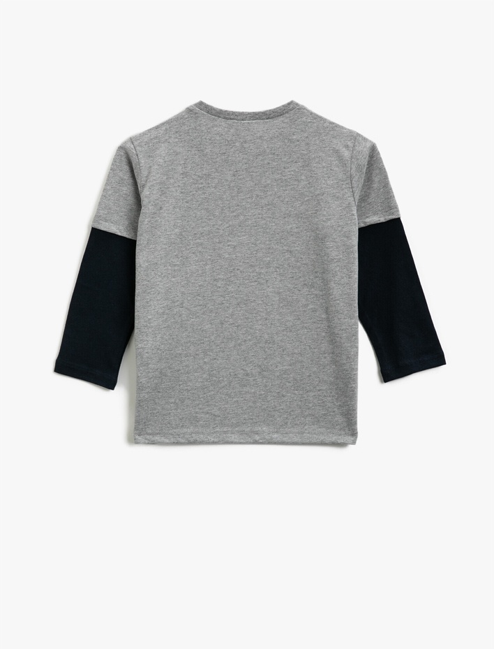 Erkek Çocuk Pamuklu Baskılı Bisiklet Yaka Uzun Kollu Tişört