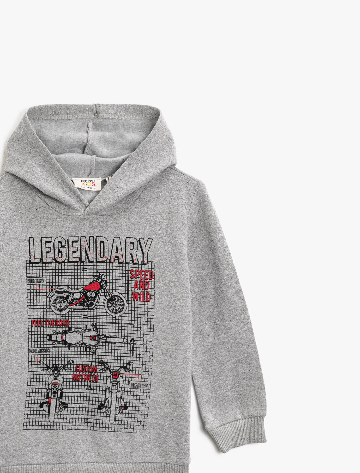  Erkek Çocuk Baskılı Kapüşonlu Uzun Kollu Sweatshirt