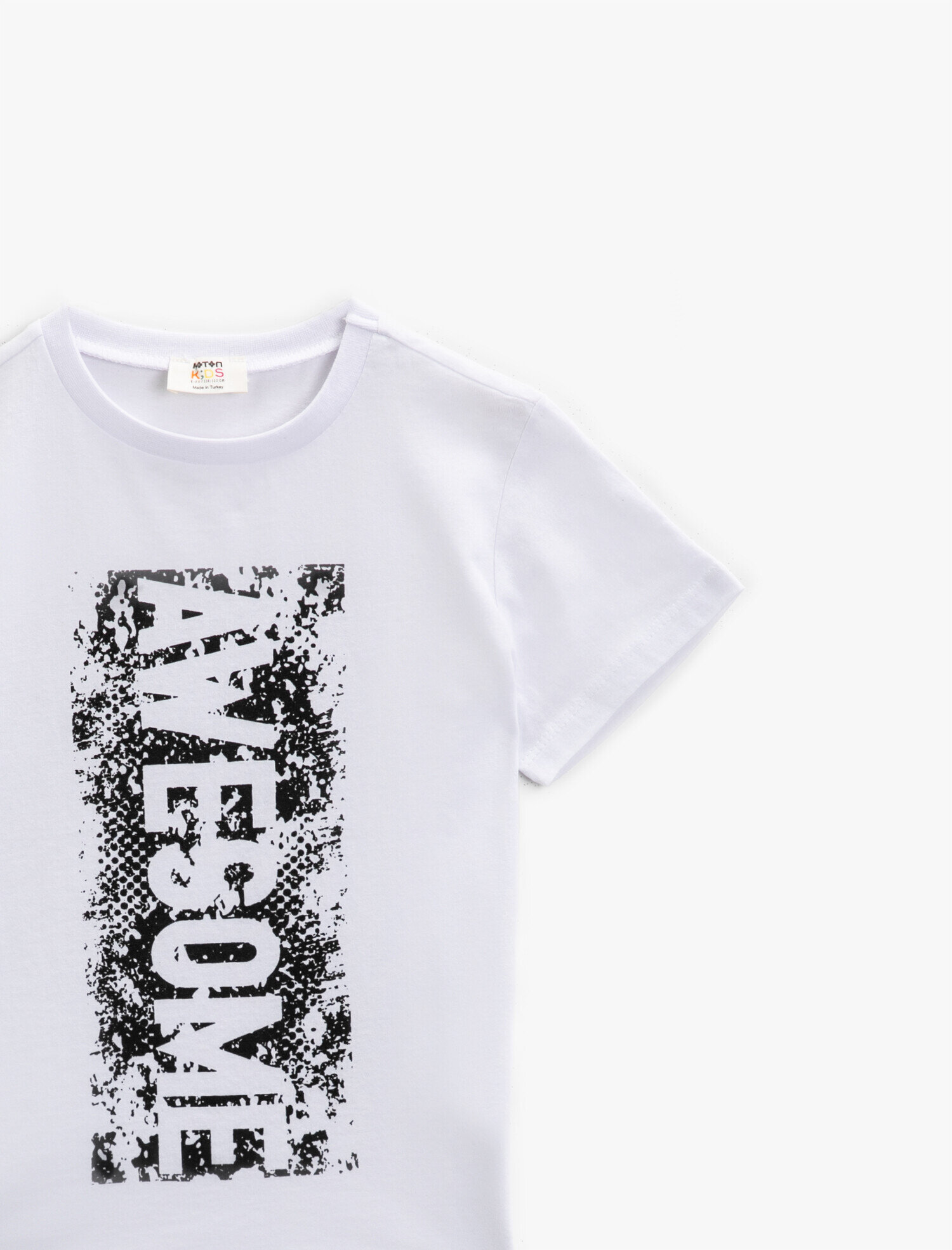  Erkek Çocuk Yazılı Tişört Kısa Kollu Biisiklet Yaka Pamuklu