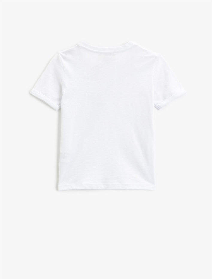 Erkek Çocuk Baskılı Tişört Kısa Kollu Bisiklet Yaka Pamuklu Cepli