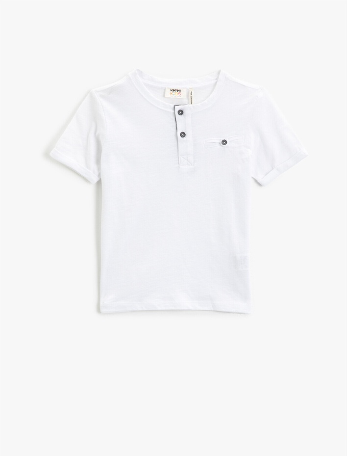 Erkek Çocuk Baskılı Tişört Kısa Kollu Bisiklet Yaka Pamuklu Cepli